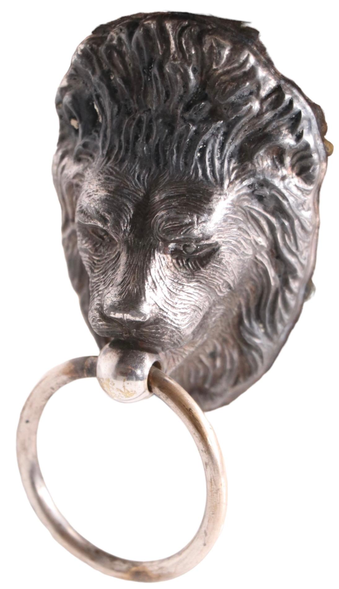 Silver-plate Ice Bucket by The Sheffield Silver Company with Lion Head Ring Hand In Good Condition For Sale In New York, NY