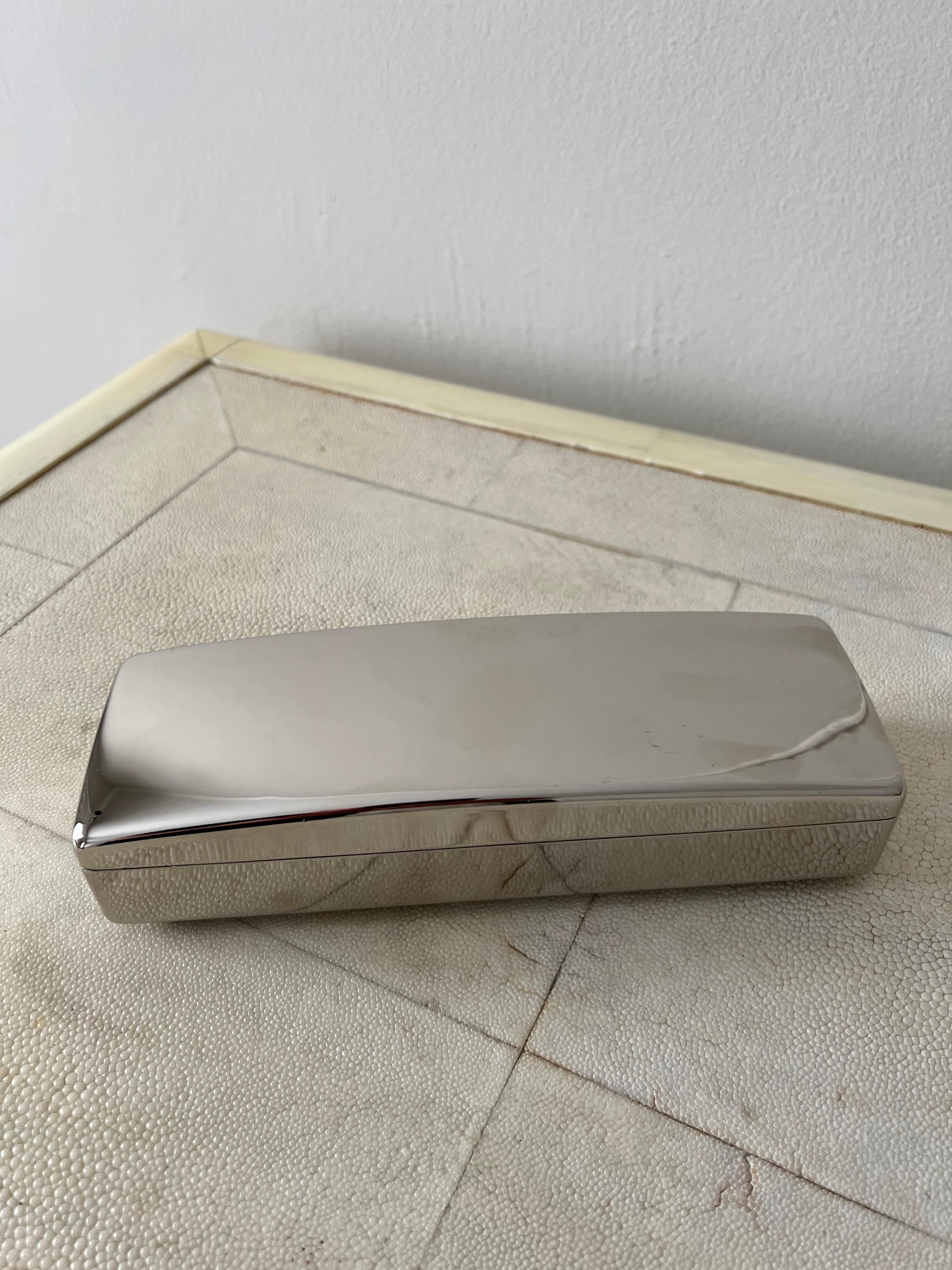 Silver Plate Jewelry Box with Three Compartments In Good Condition In Los Angeles, CA