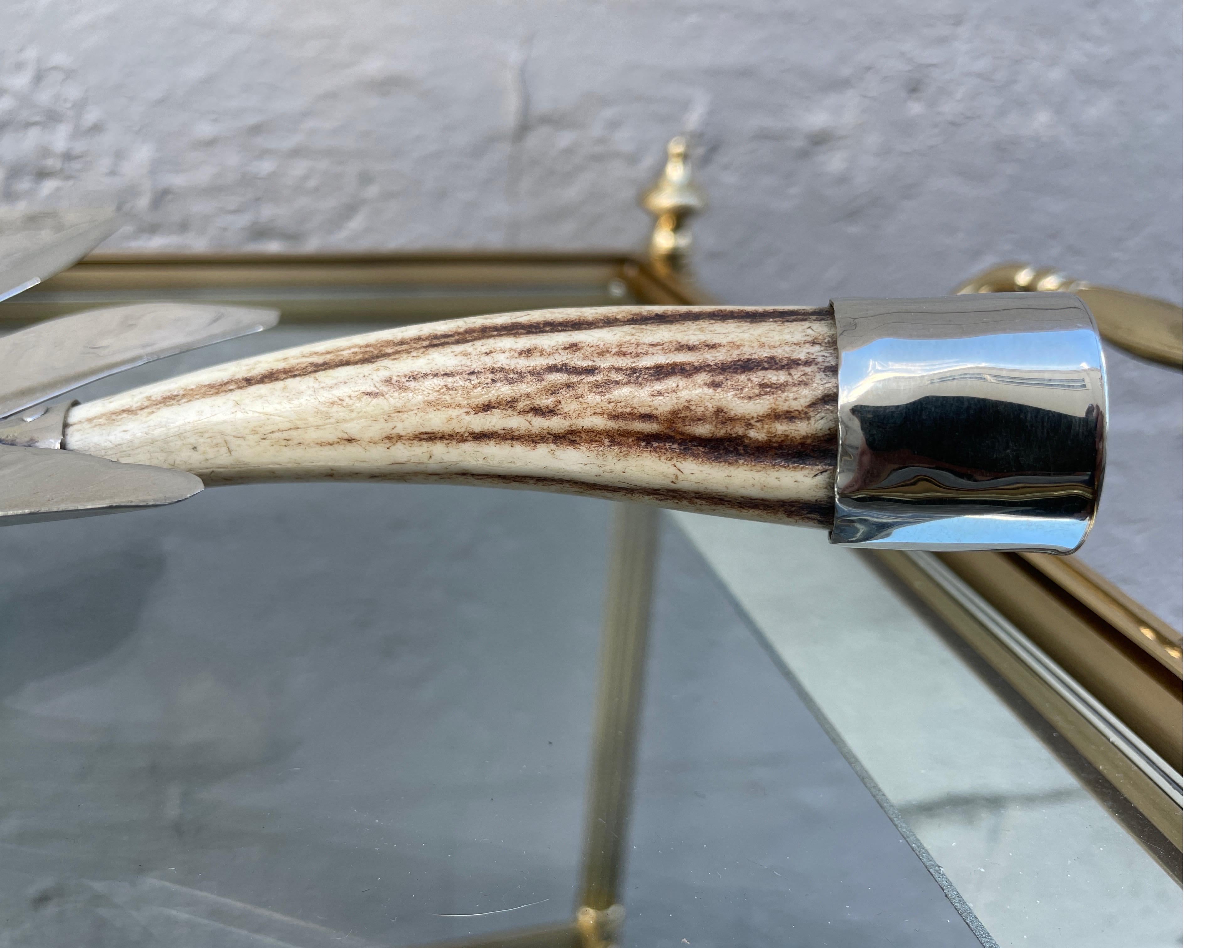 Silver Plate Maple Leaf Serving Dish with Bone Handle 1