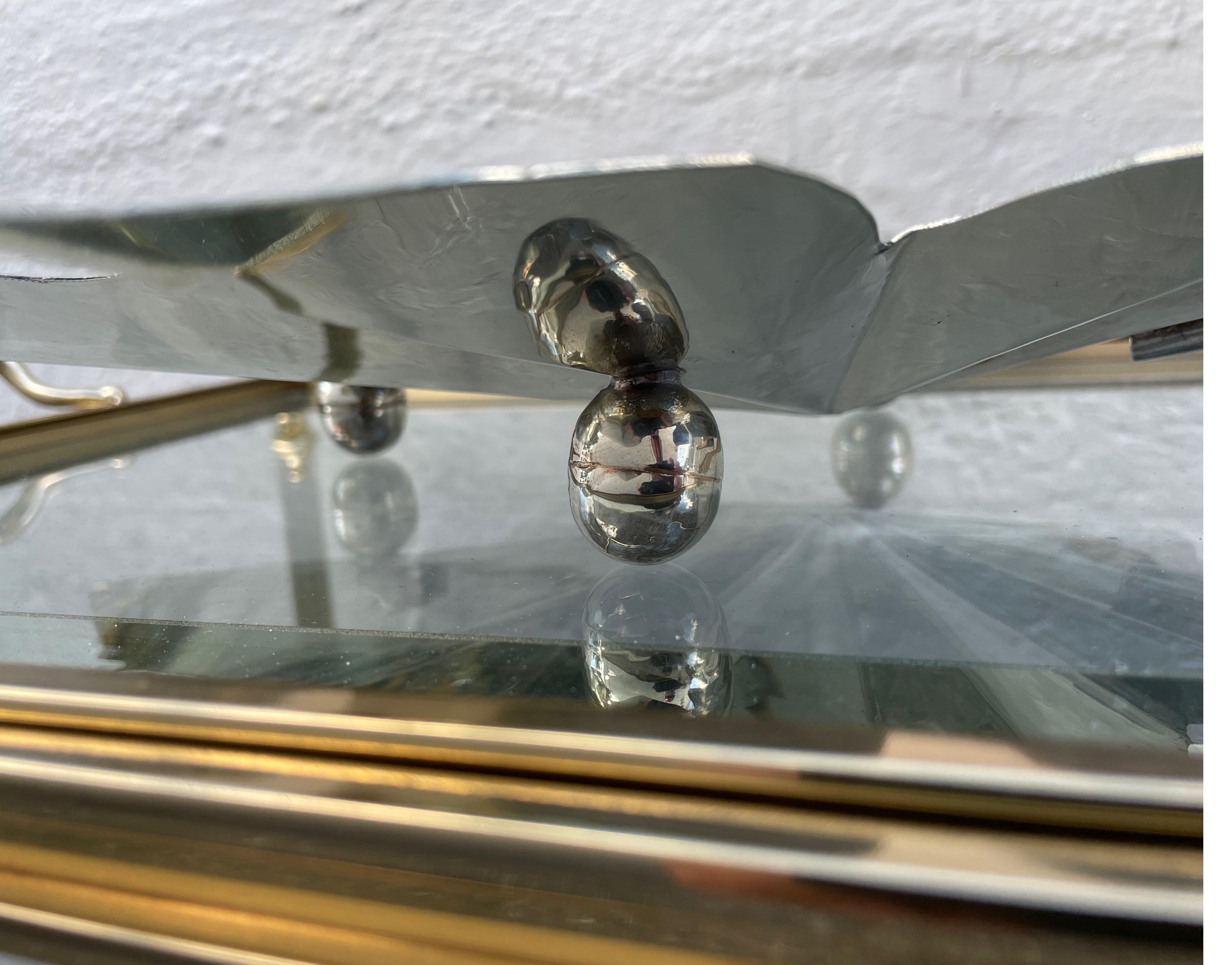 Silver Plate Maple Leaf Serving Dish with Bone Handle 5