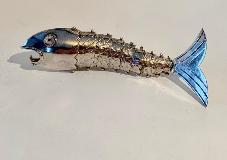 Silver Plate Mexican Articulated Fish Bottle Opener at 1stDibs