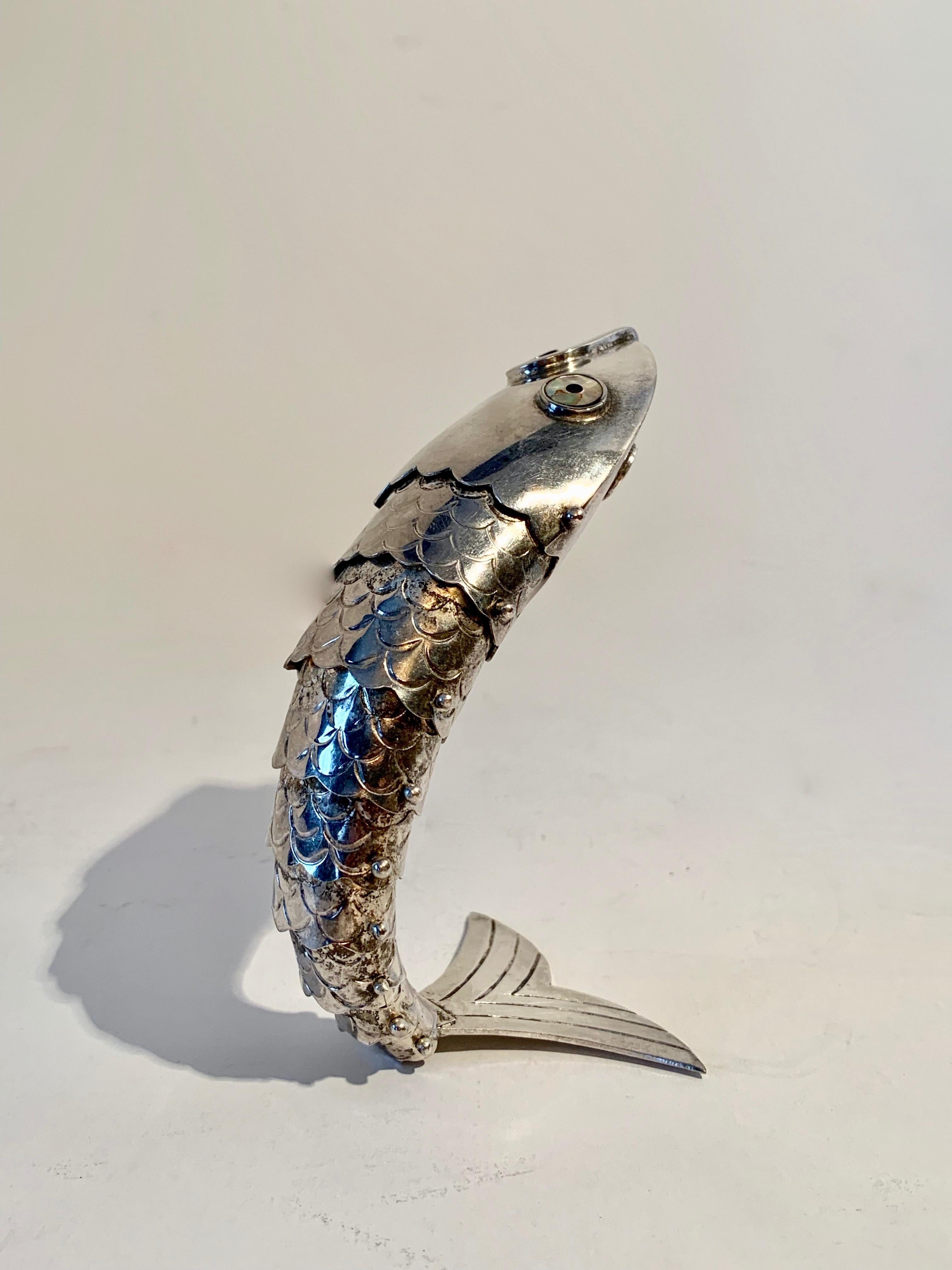 Silver Plate Mexican Articulated Fish Bottle Opener 2