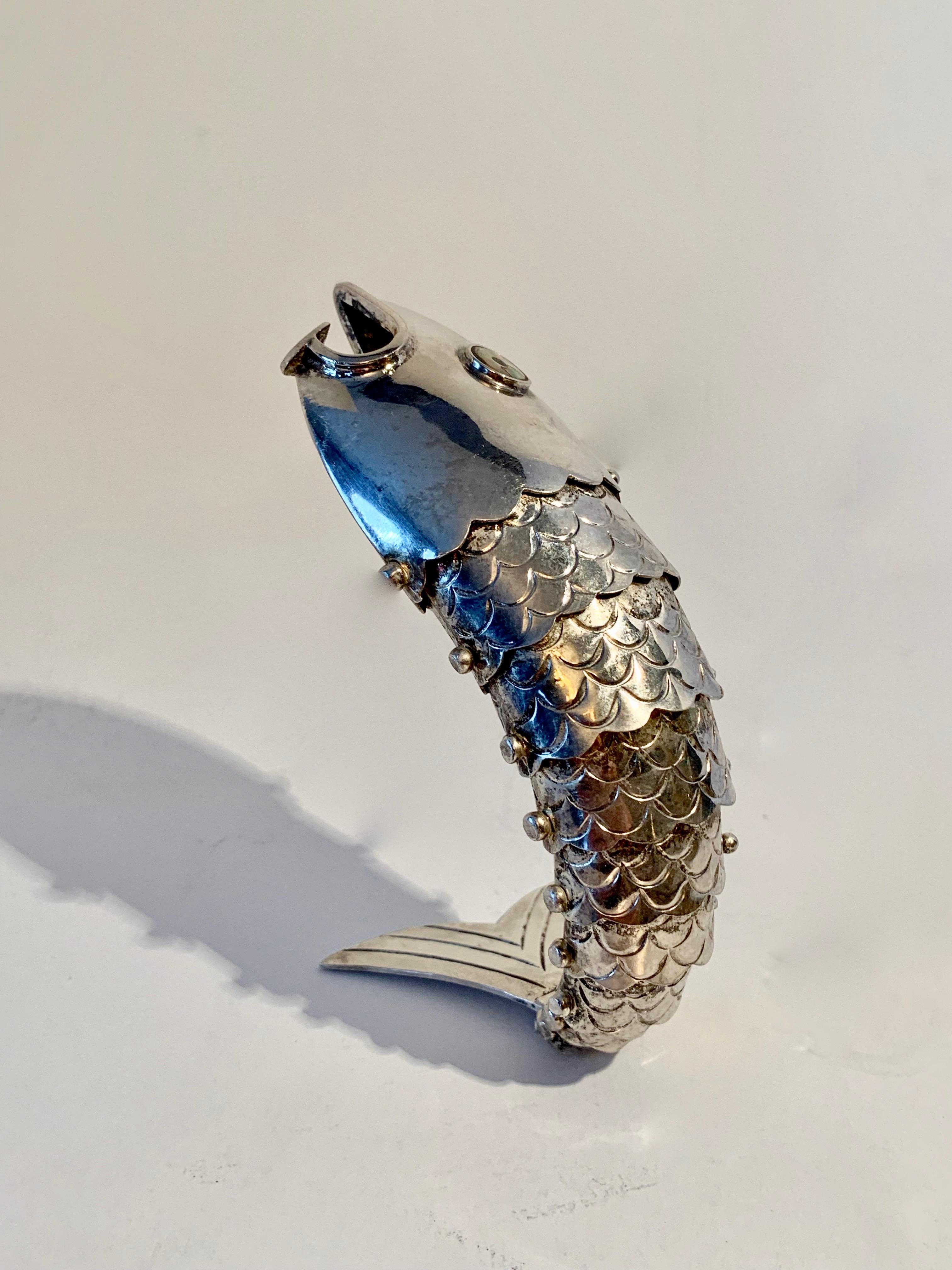 Silver Plate Mexican Articulated Fish Bottle Opener 3