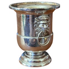 Silver Plate Miniature Lion Motif "Ice Bucket" Toothpick Holder