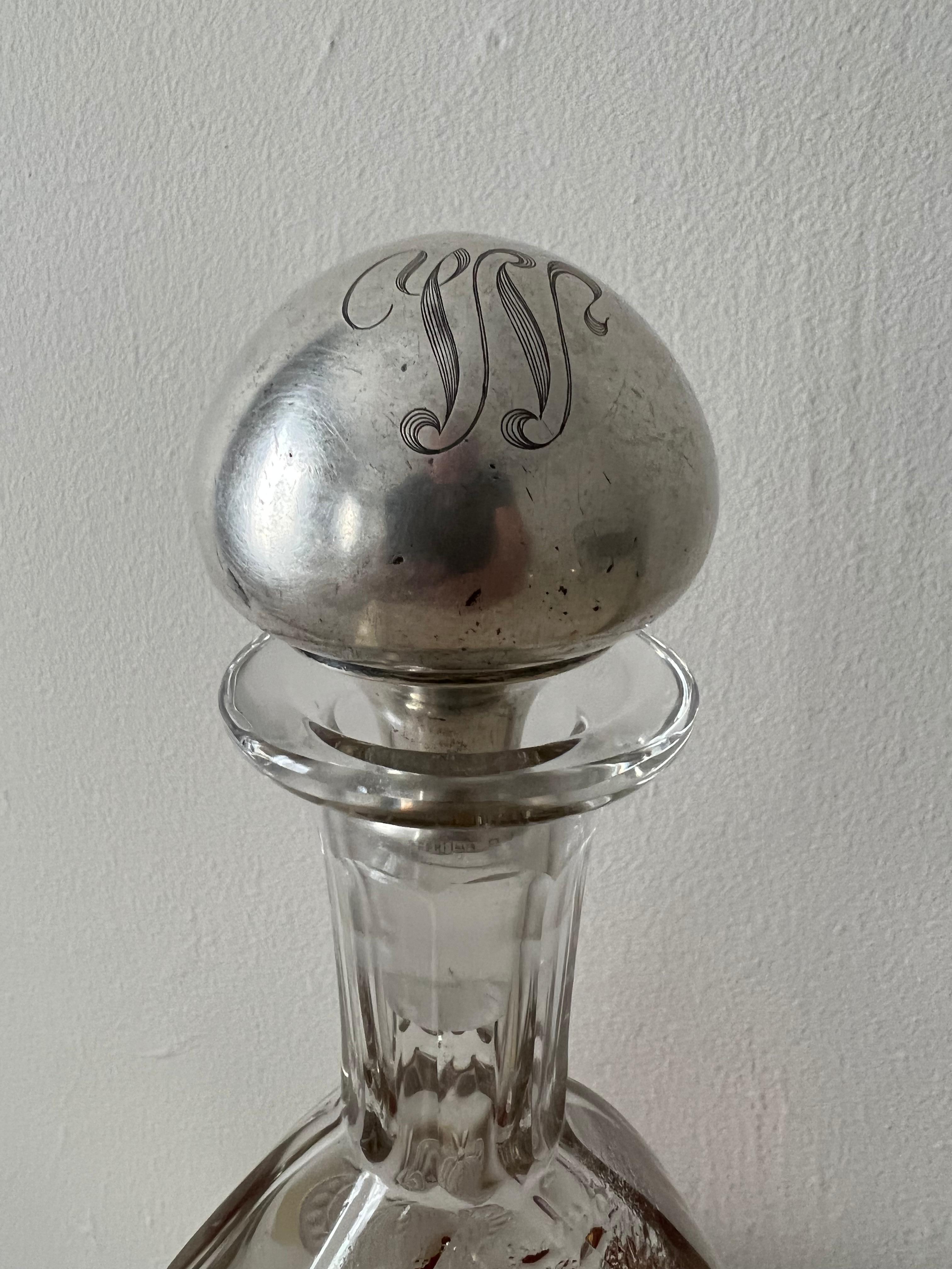 Victorian Silver Plate Monogram Bottle Topper For Sale