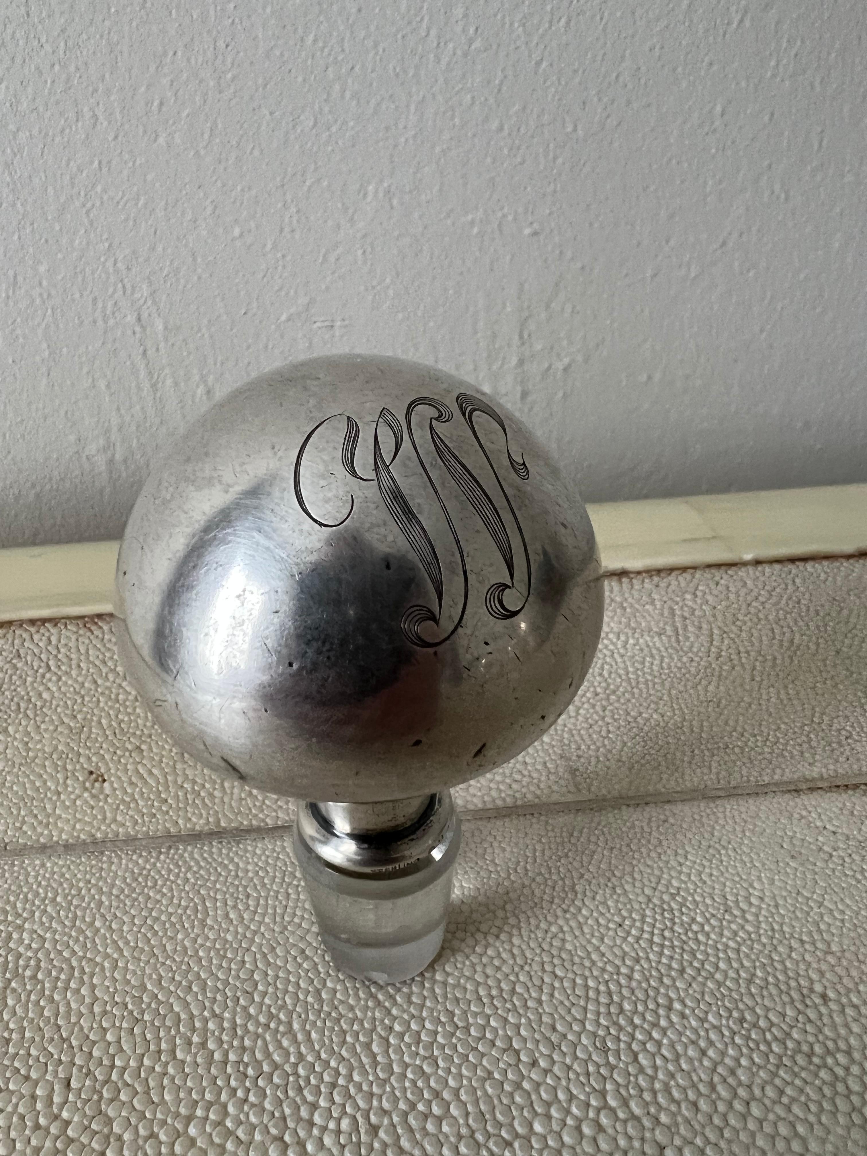 Silver Plate Monogram Bottle Topper For Sale 2