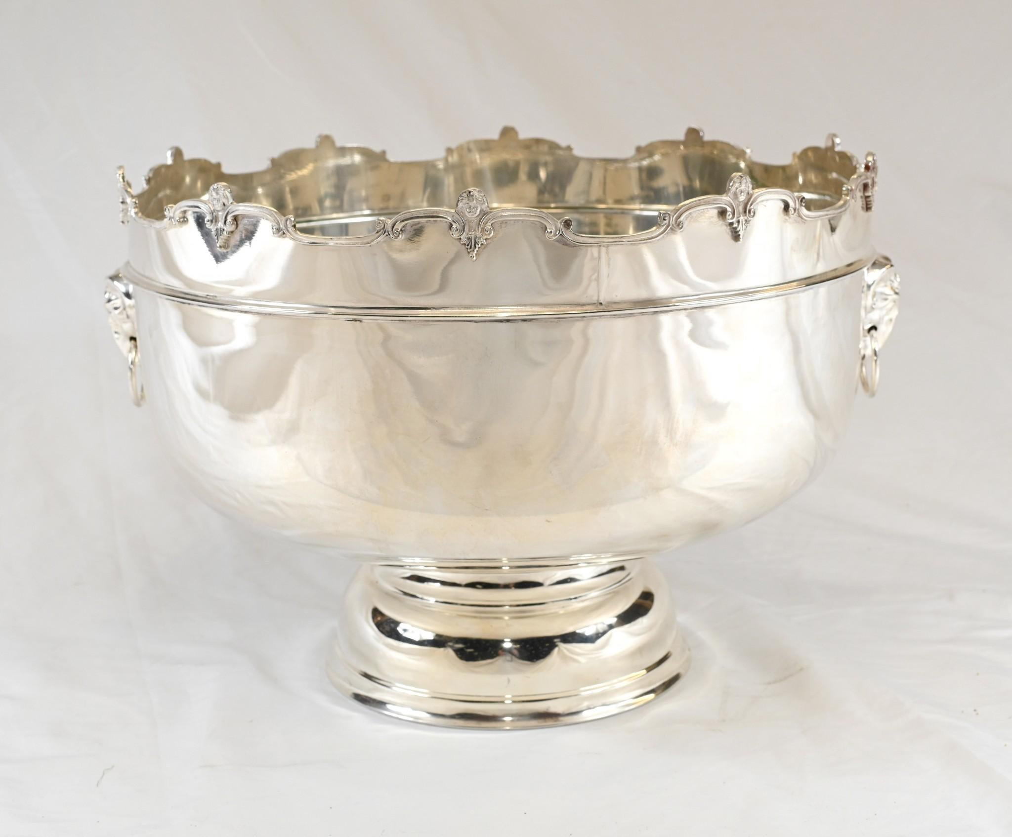 Late 20th Century Silver Plate Monteith Champagne Cooler Wine Punch Bowl