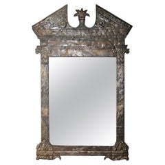 Specchio da parete neoclassico in silver plate
