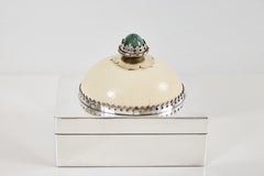 Silver Plate, Ostrich Egg, and Malachite Lidded Box by Antony Redmile