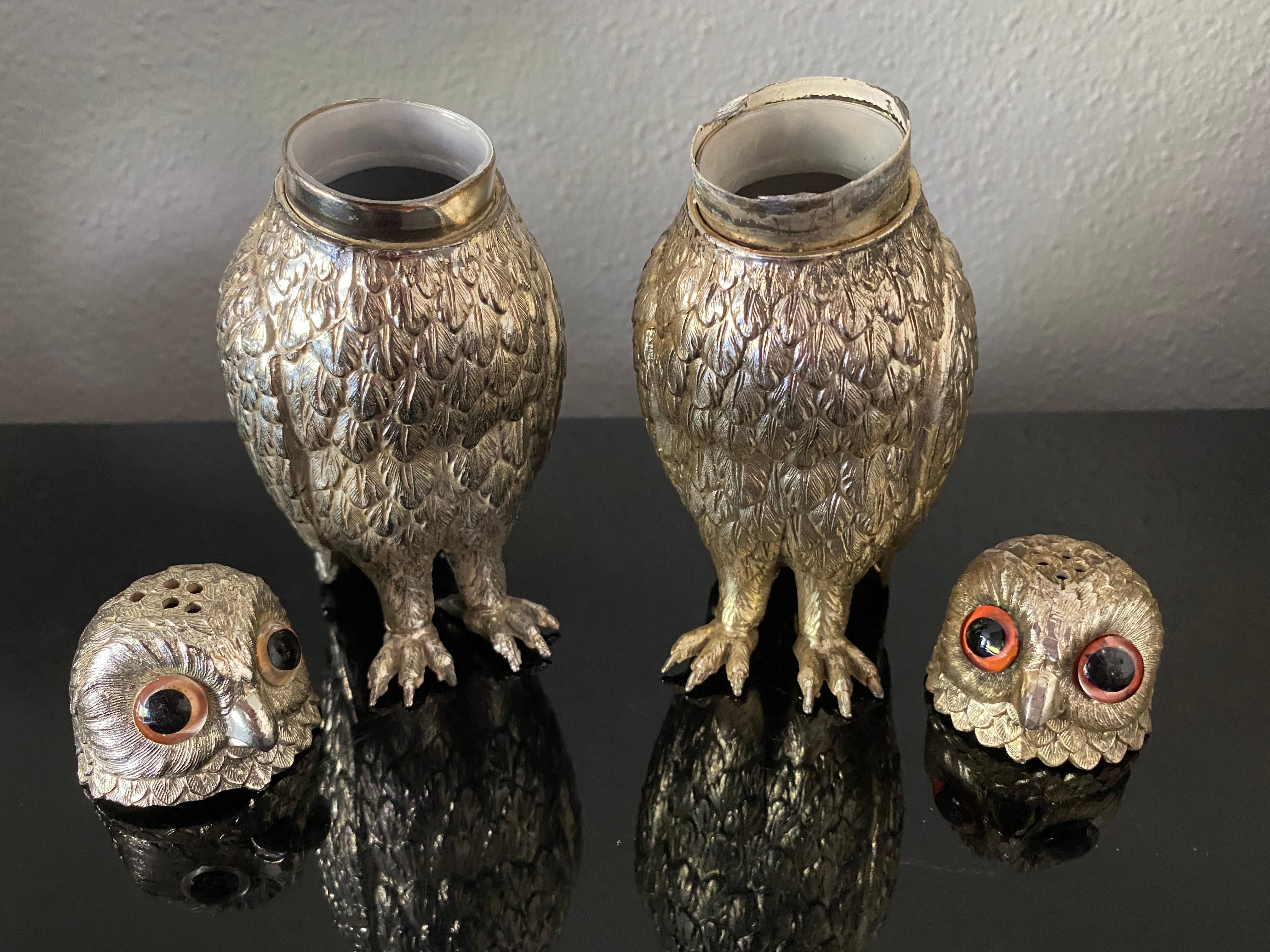 antique owl salt and pepper shakers