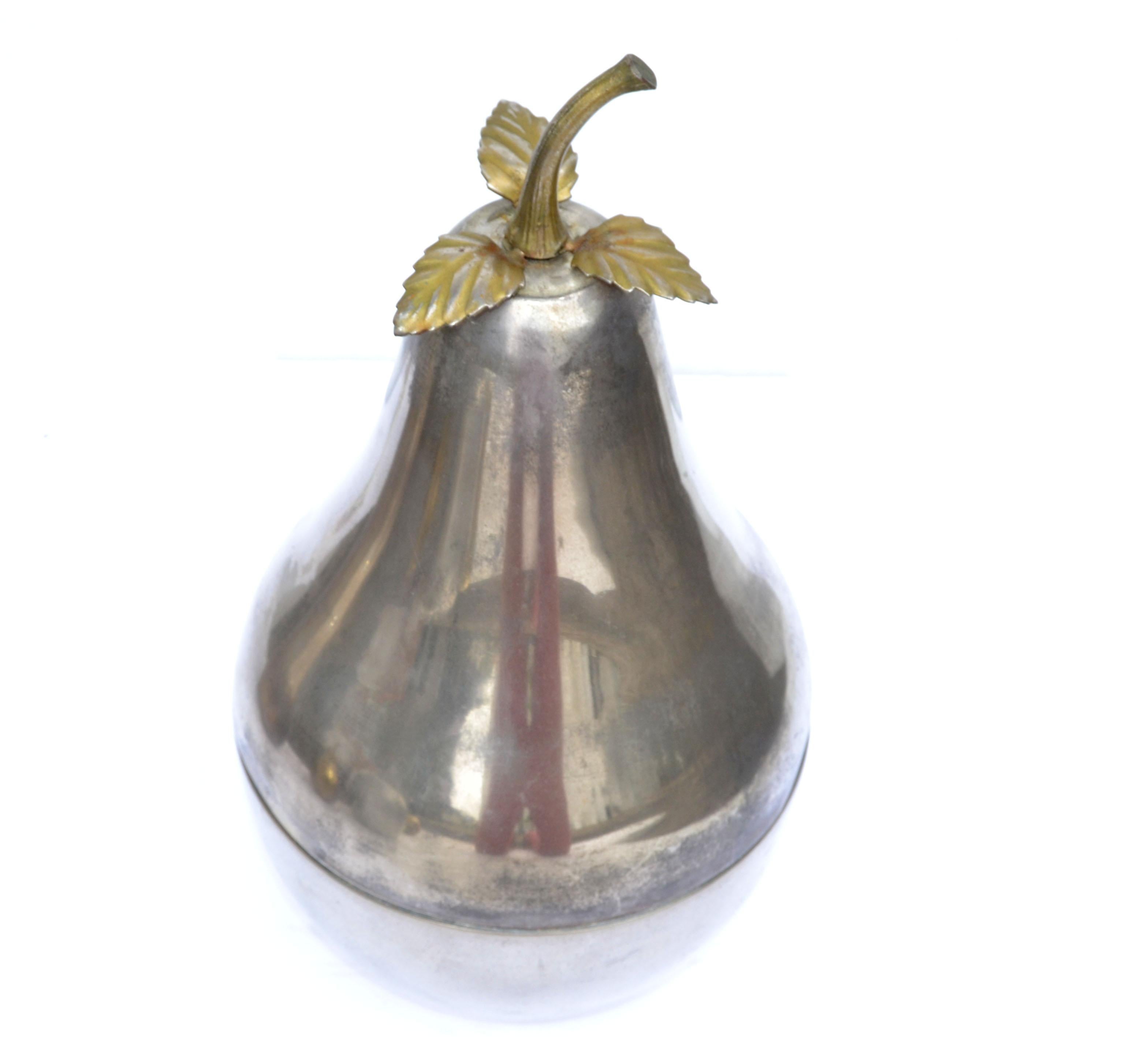 Mid-Century Modern Silver Plate Pear Champagne Bottle Ice Bucket, France, 1950 For Sale