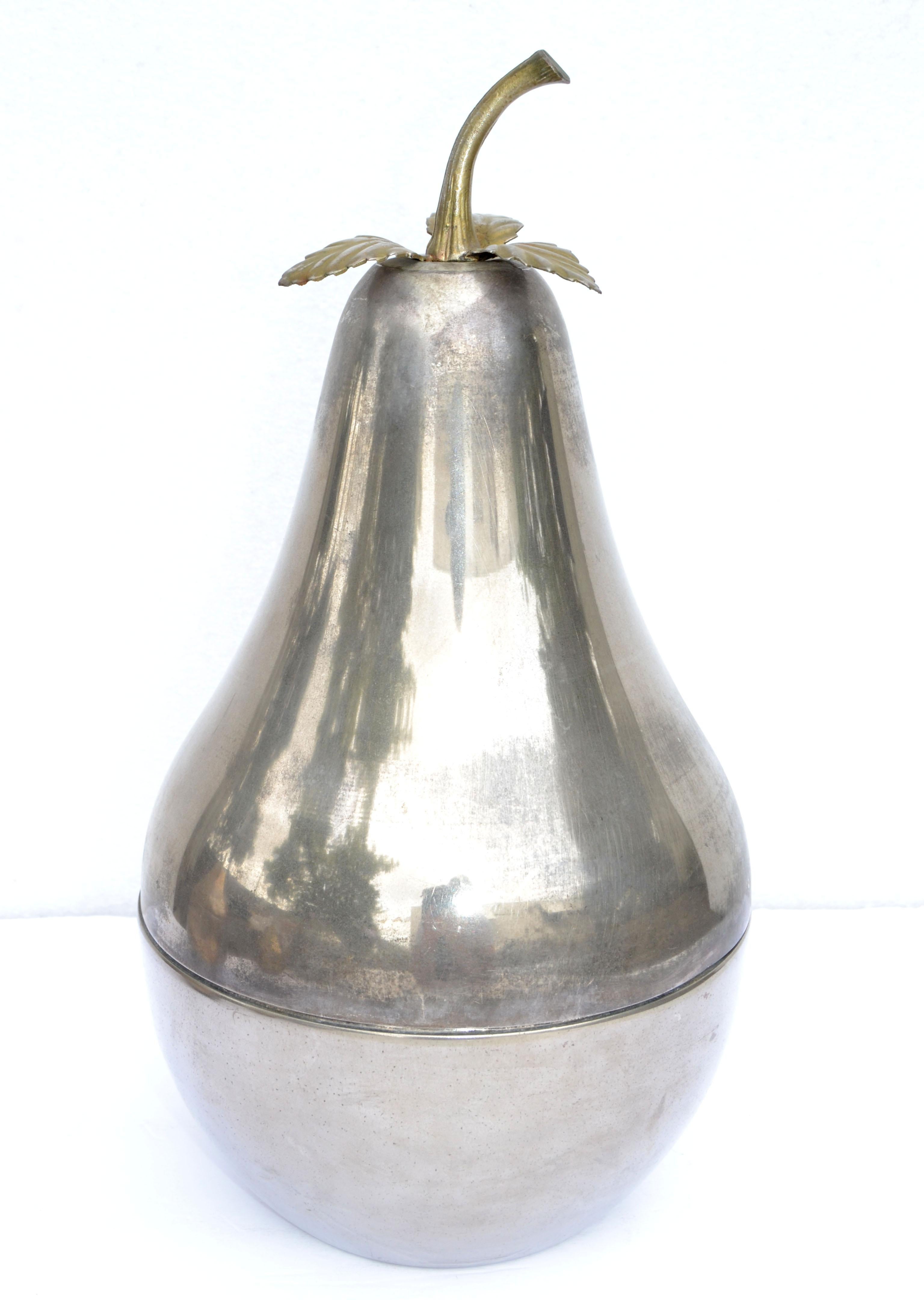 French Silver Plate Pear Champagne Bottle Ice Bucket, France, 1950 For Sale