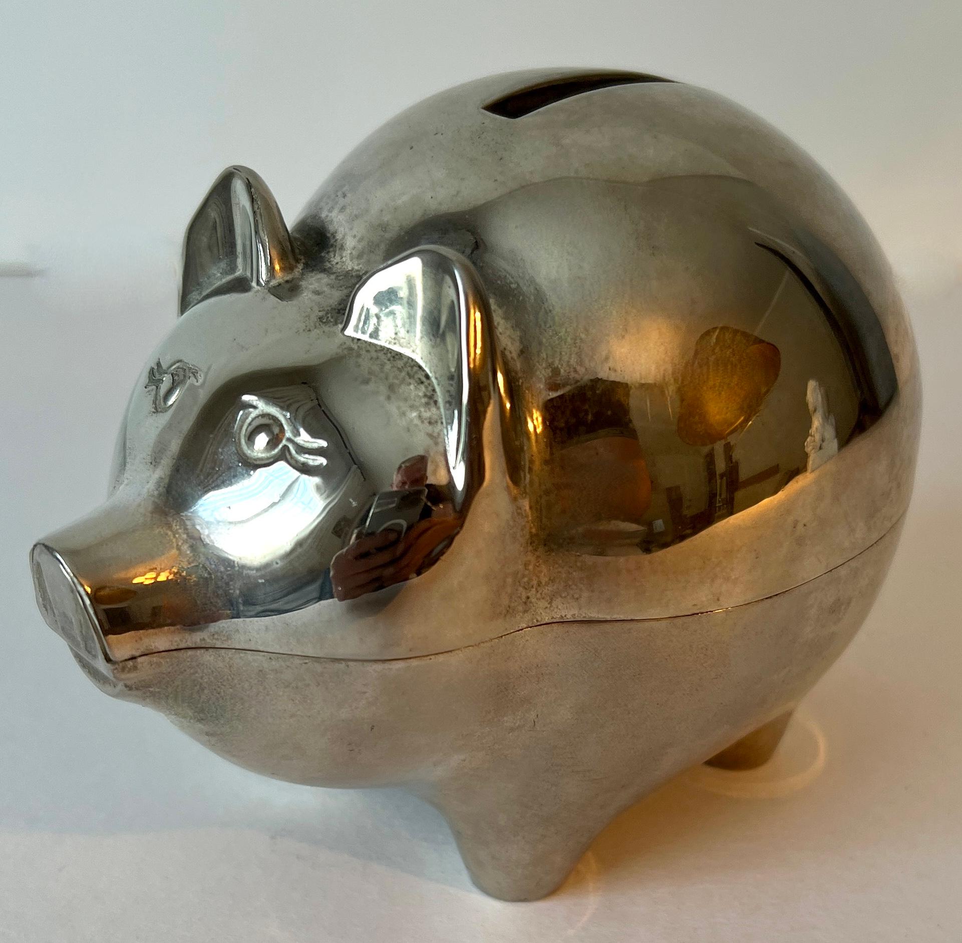 Sparschwein aus Silberblech (Moderne der Mitte des Jahrhunderts) im Angebot