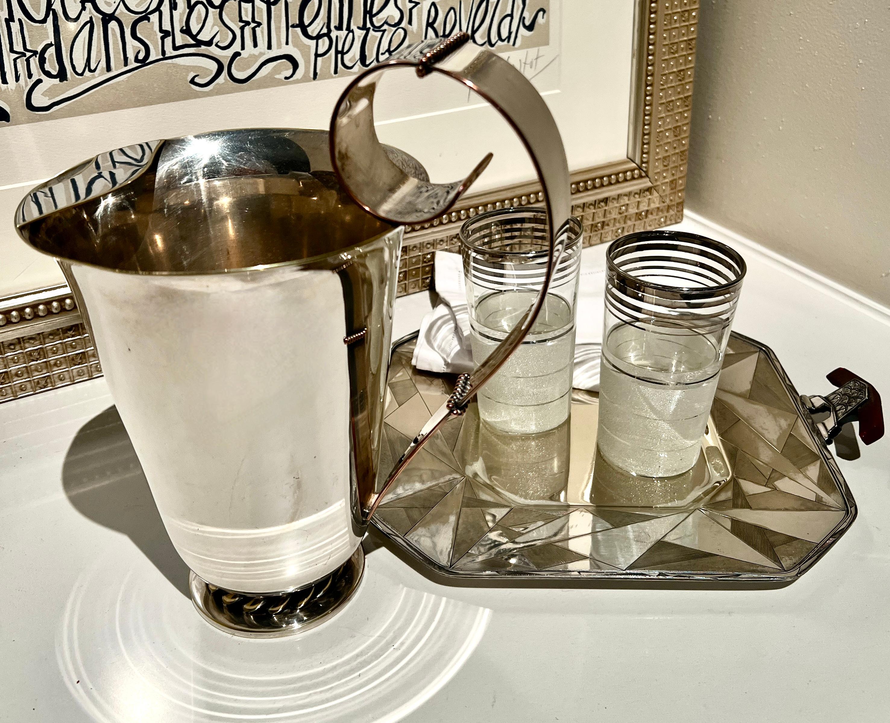 Mid-Century Modern Silver Plate Pitcher in the Style of Spratling or Jensen For Sale