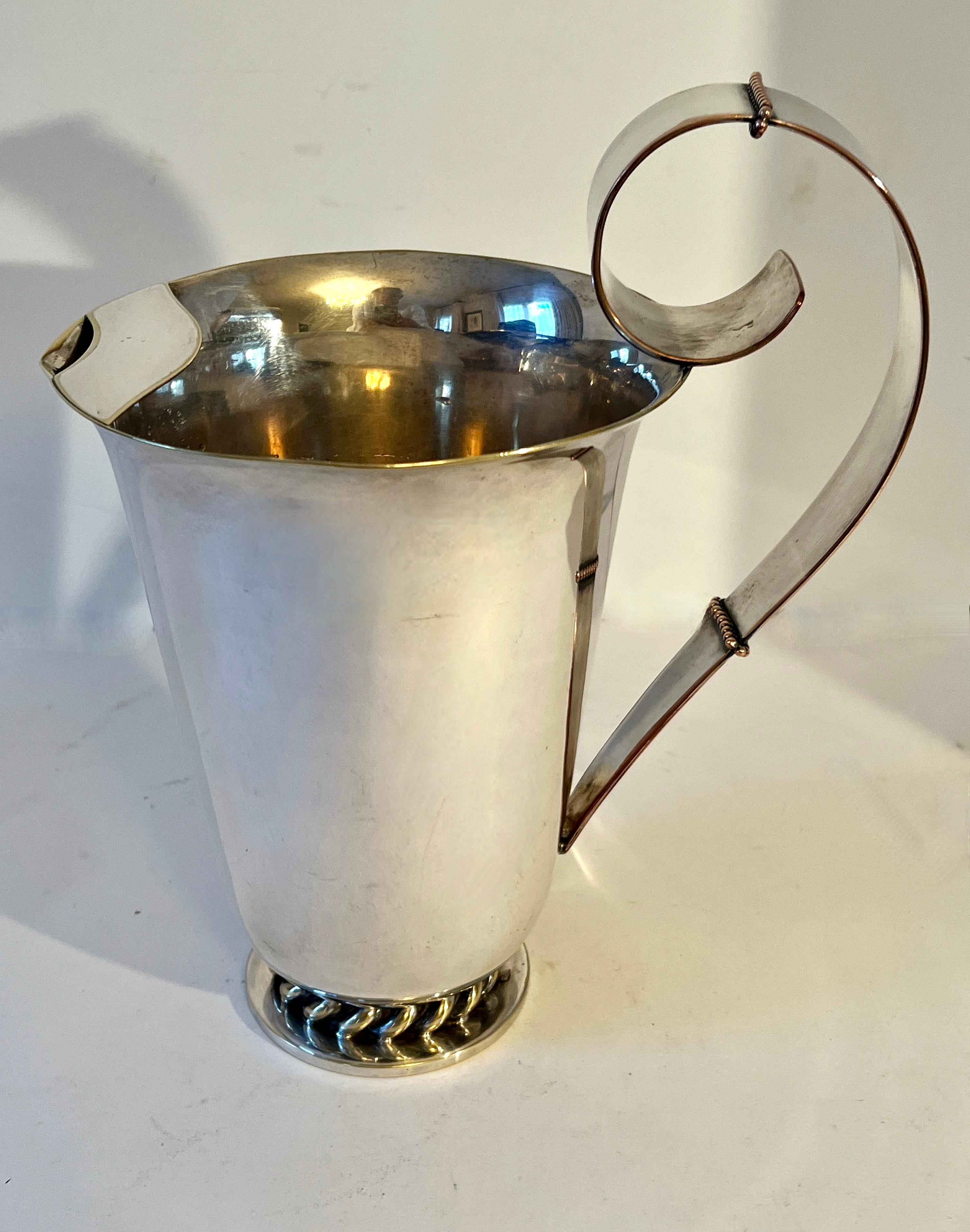 Silver Plate Pitcher in the Style of Spratling or Jensen In Good Condition For Sale In Los Angeles, CA