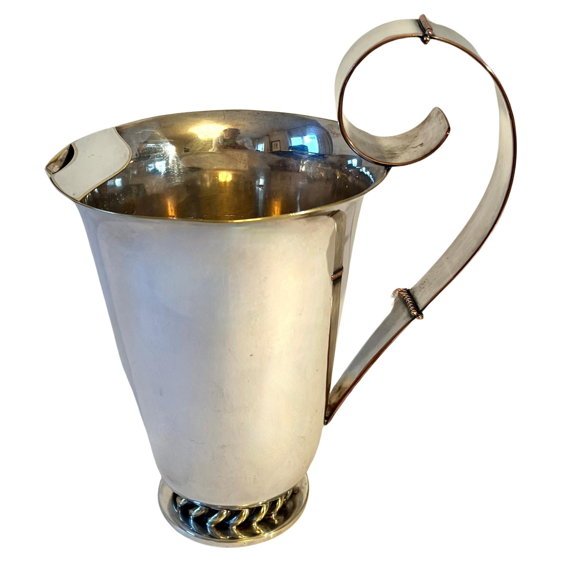 Silver Plate Pitcher in the Style of Spratling or Jensen For Sale