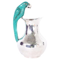 Vintage Silver Plate Pitcher with Parrot Handle