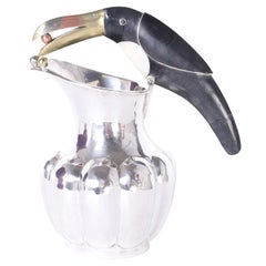 Vintage Silver Plate Pitcher with Toucan Handle