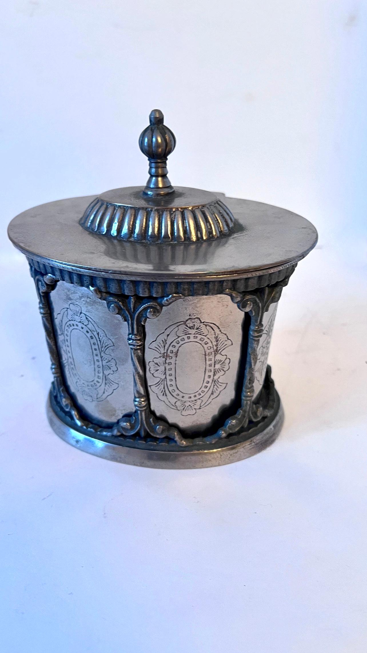 English Silver Plate Removable Tea Caddy in Ornate Framework For Sale