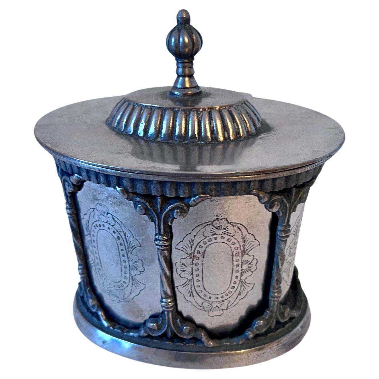 Silver Plate Removable Tea Caddy in Ornate Framework