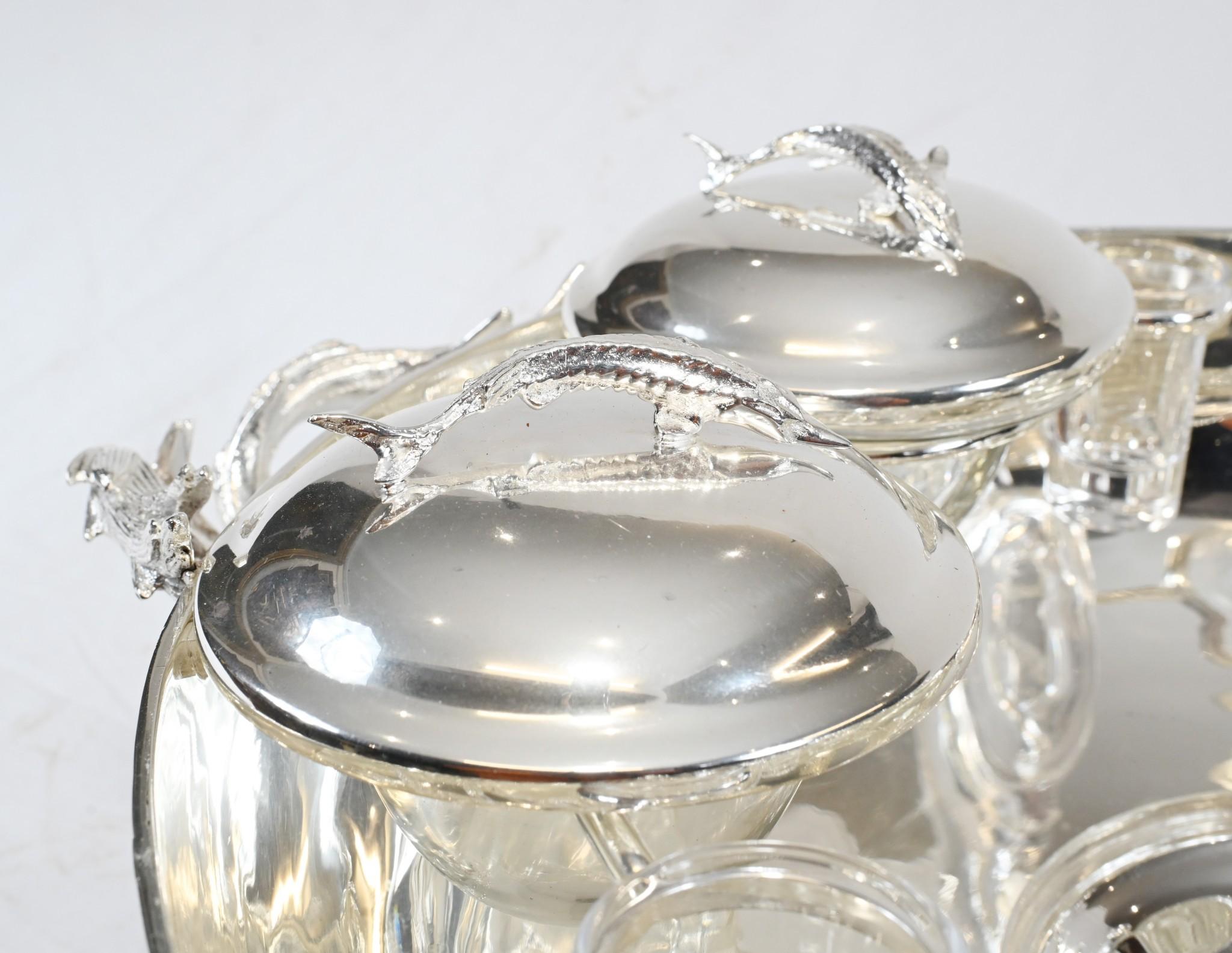 Silver Plate Russian Caviar Vodka Server Plated Bowl 7