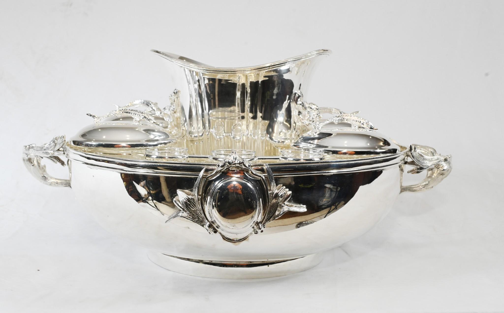 Silver Plate Russian Caviar Vodka Server Plated Bowl In Good Condition In Potters Bar, GB