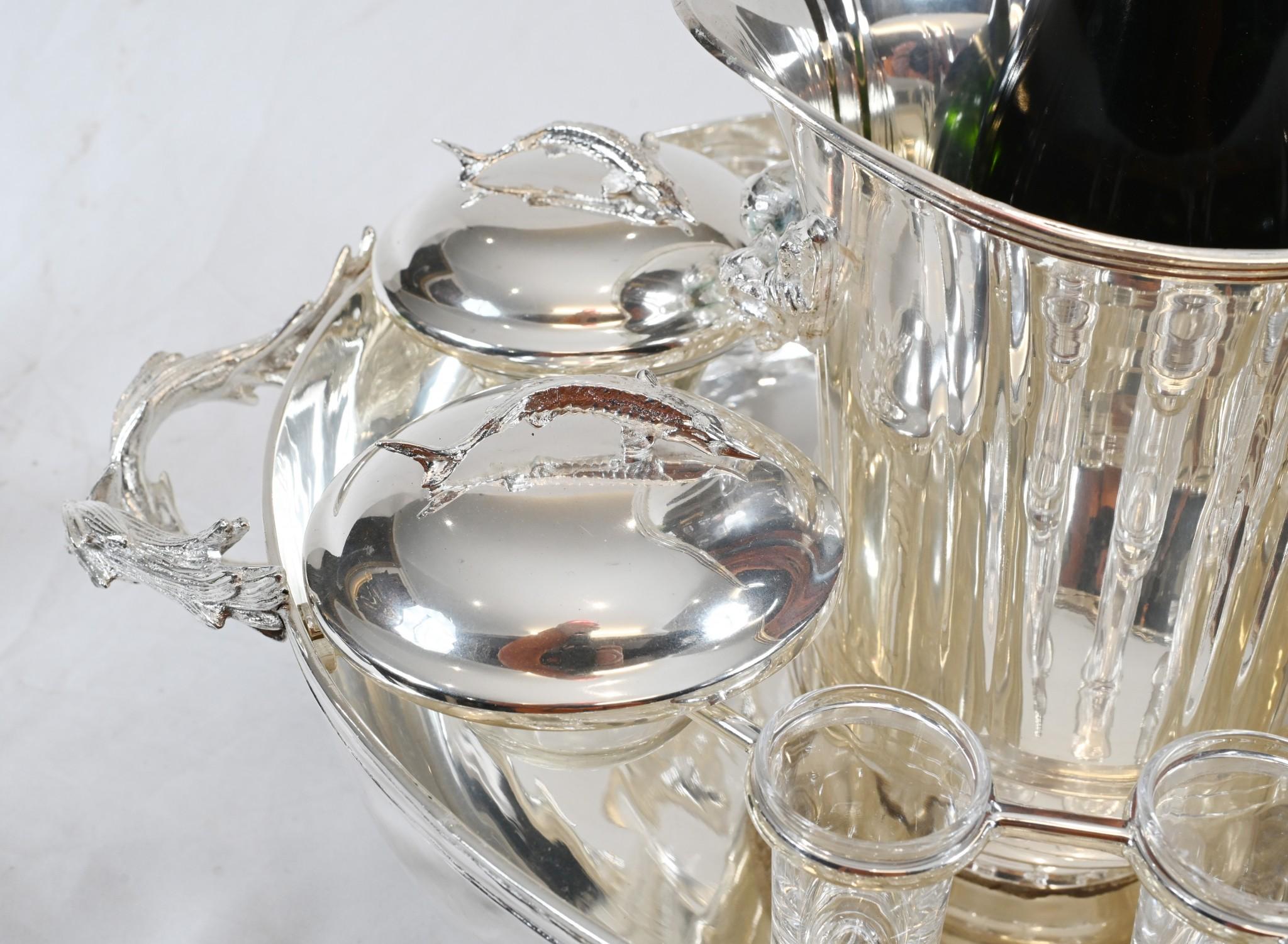 Silver Plate Russian Caviar Vodka Server Plated Bowl 4