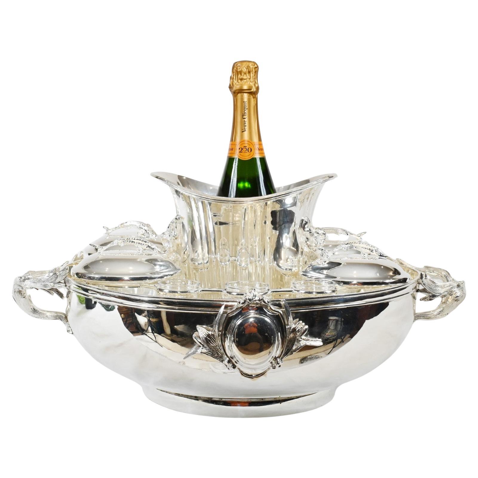 Silver Plate Russian Caviar Vodka Server Plated Bowl For Sale