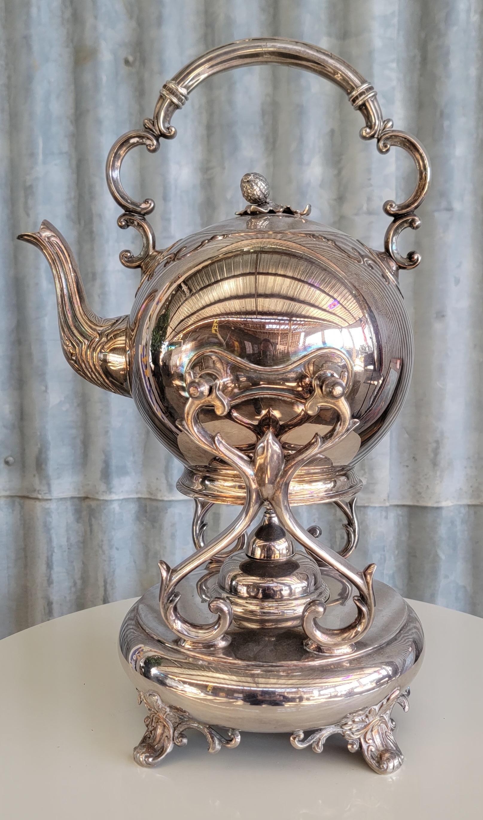 Silver Plate Samovar 2 Piece Coffee Tea In Good Condition For Sale In Fulton, CA
