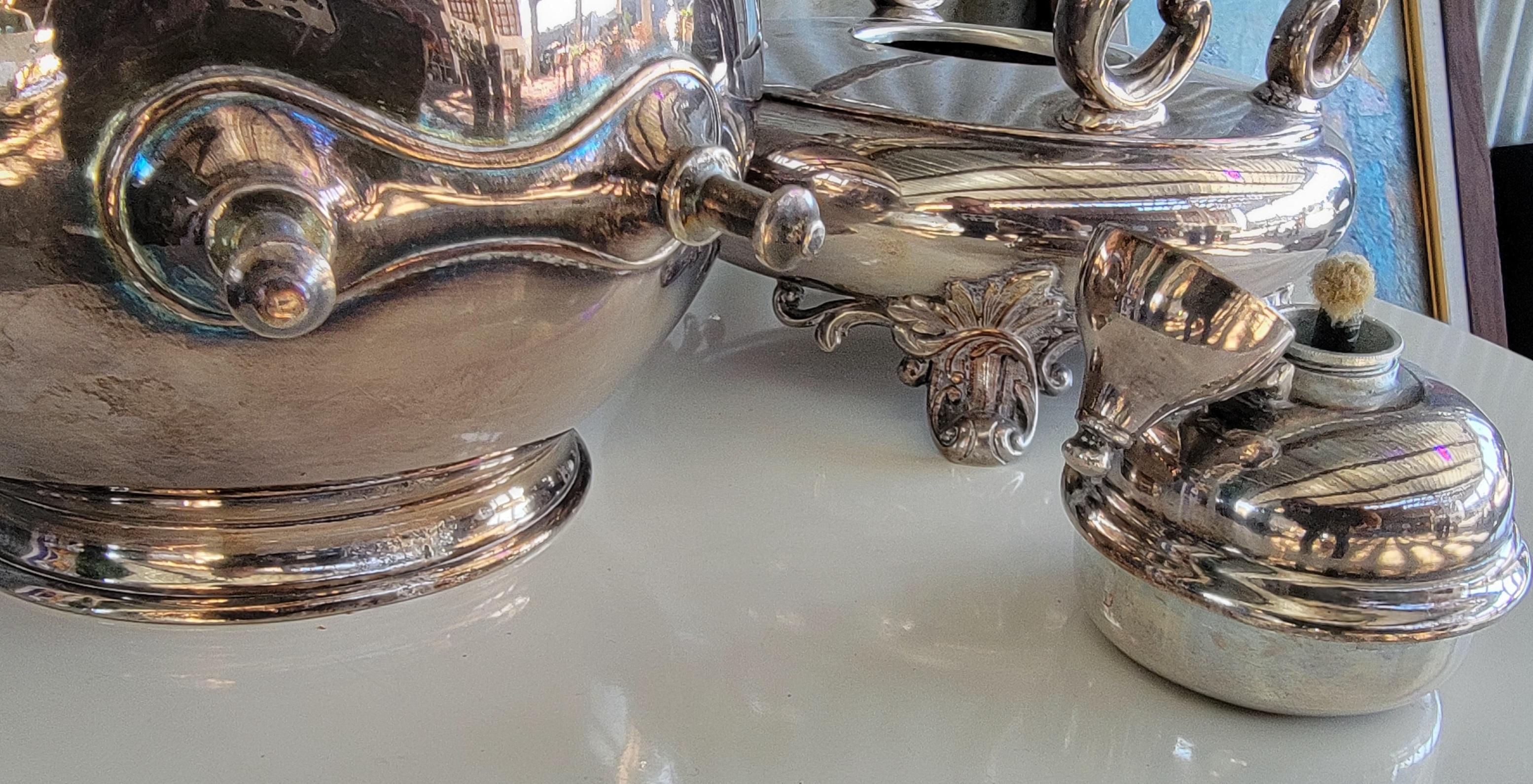 Silver Plate Samovar 2 Piece Coffee Tea In Good Condition For Sale In Fulton, CA