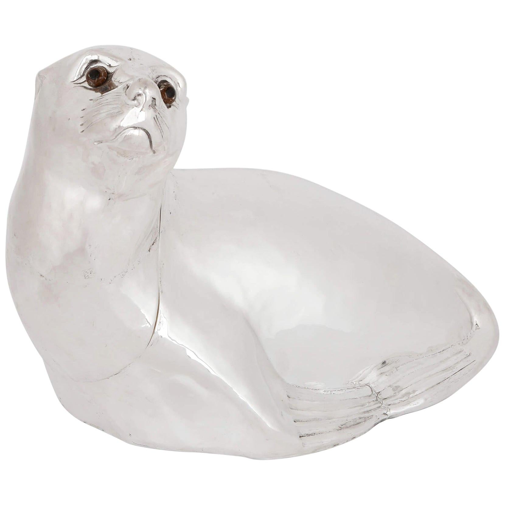 Silver Plate Sea Lion Wine or Champagne Cooler