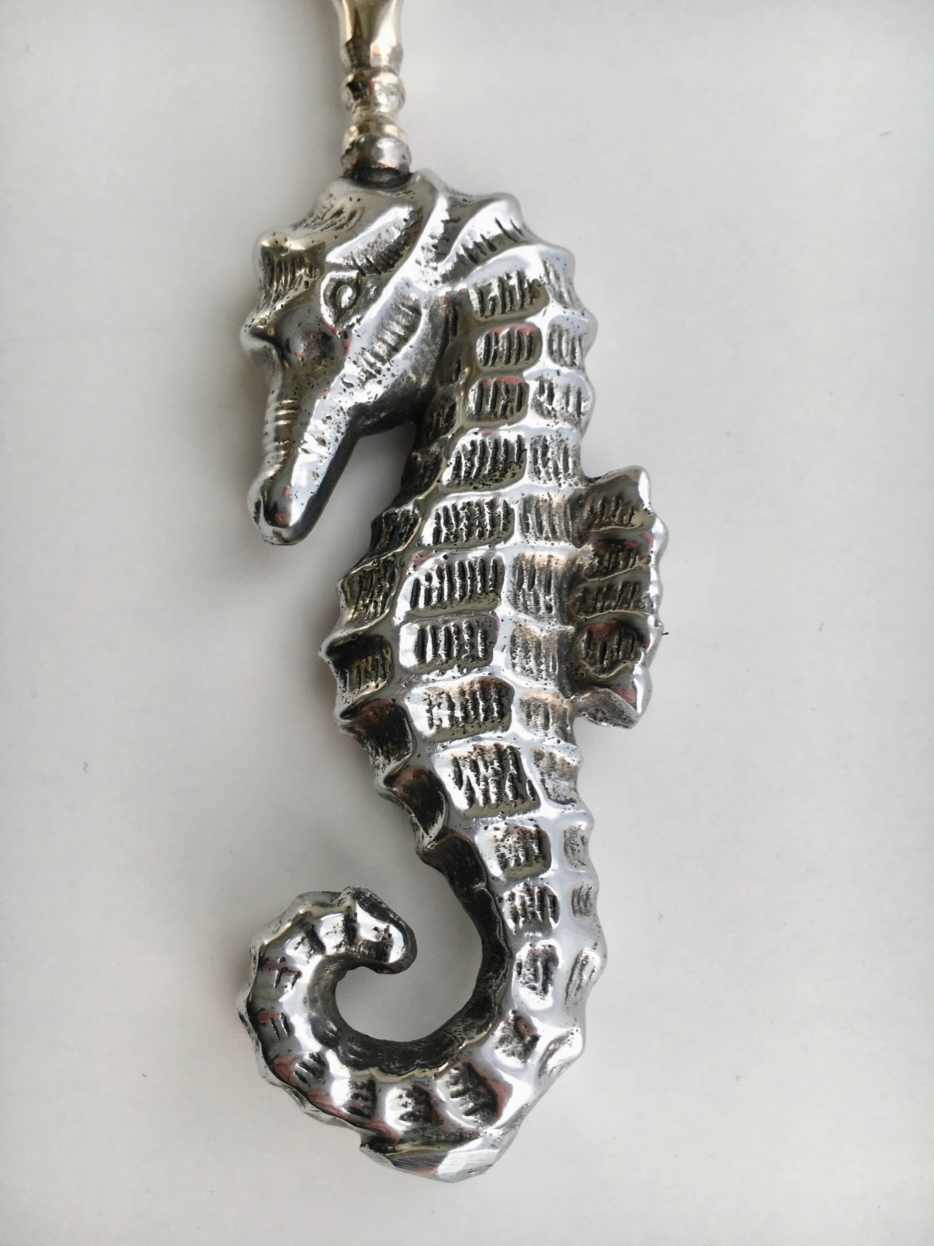 Silver plate seahorse letter opener - once a gift from Miami Beach, we have completely refinished this piece in silver plate - a lovely addition to any desk by the water.