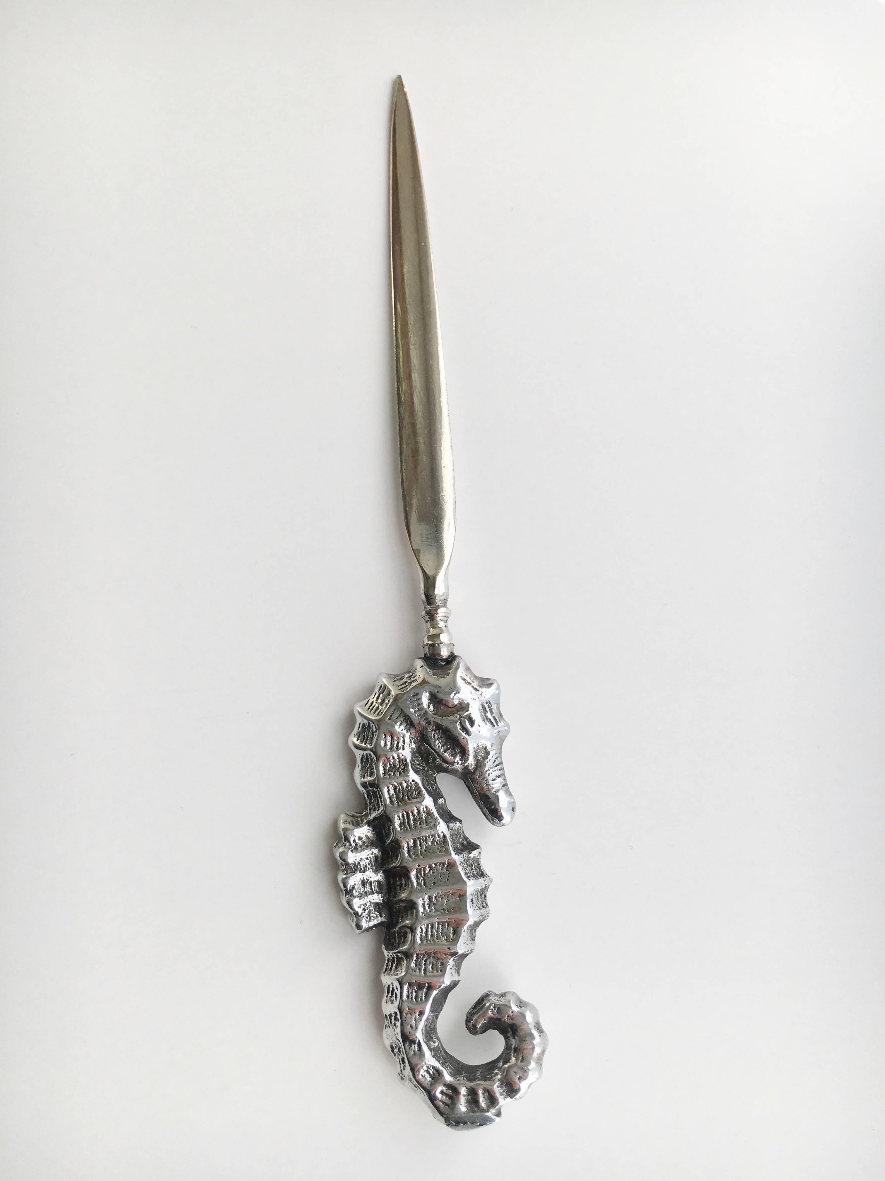 Silver Plate Seahorse Letter Opener In Excellent Condition In Los Angeles, CA