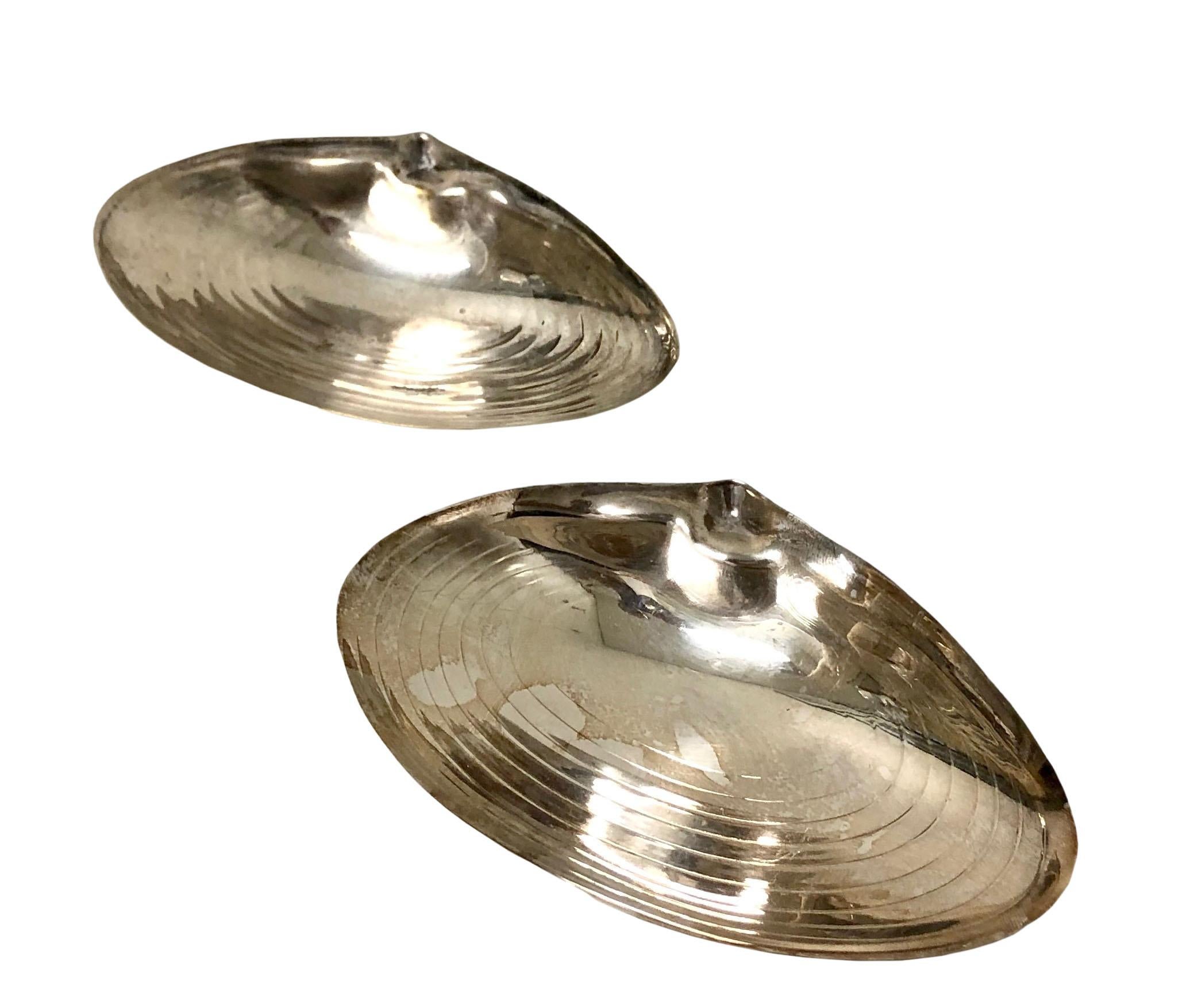 Mid-20th Century Silver Plate Seashell Dish Catchalls For Sale