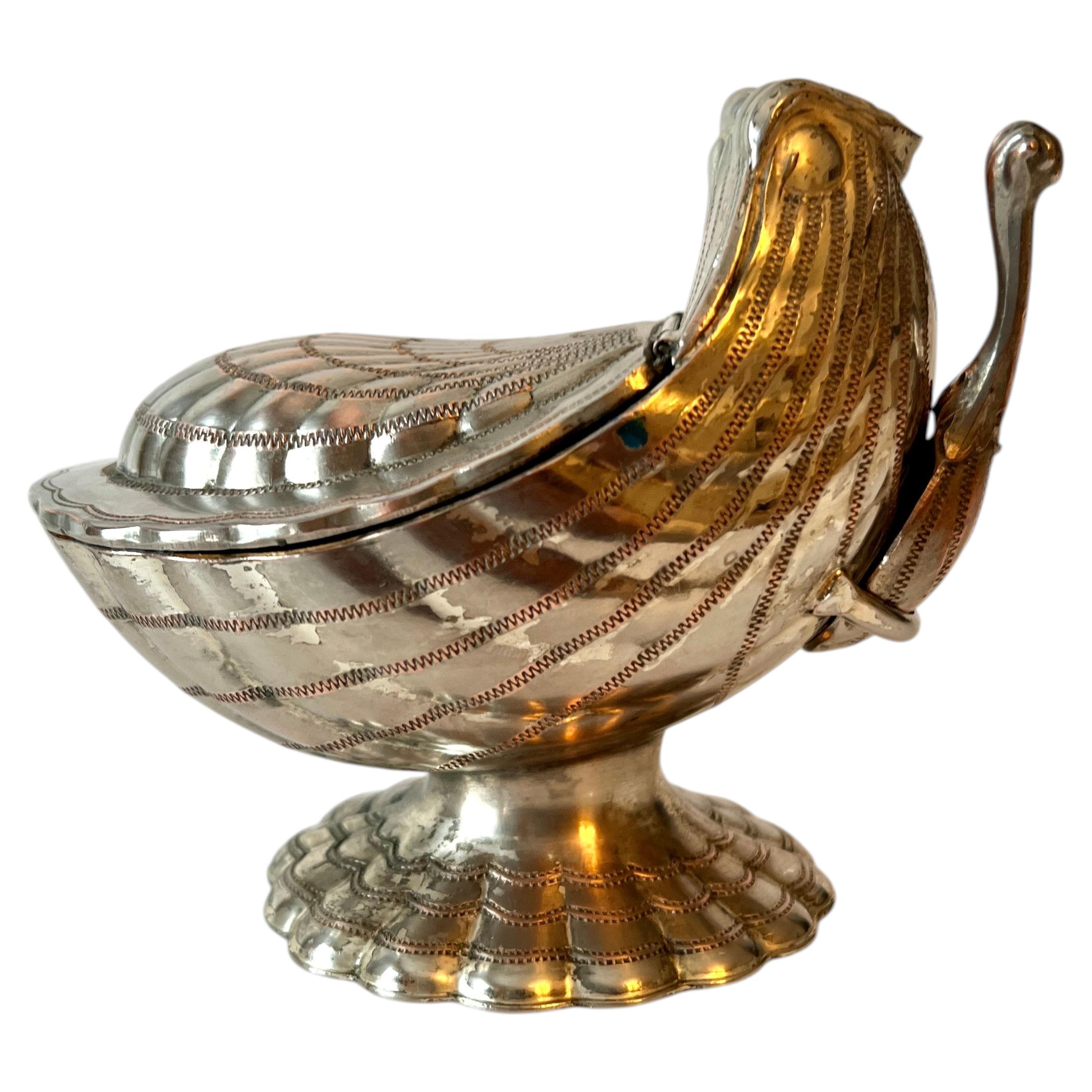 Silver Plate Shell Sugar Bowl with Spoon