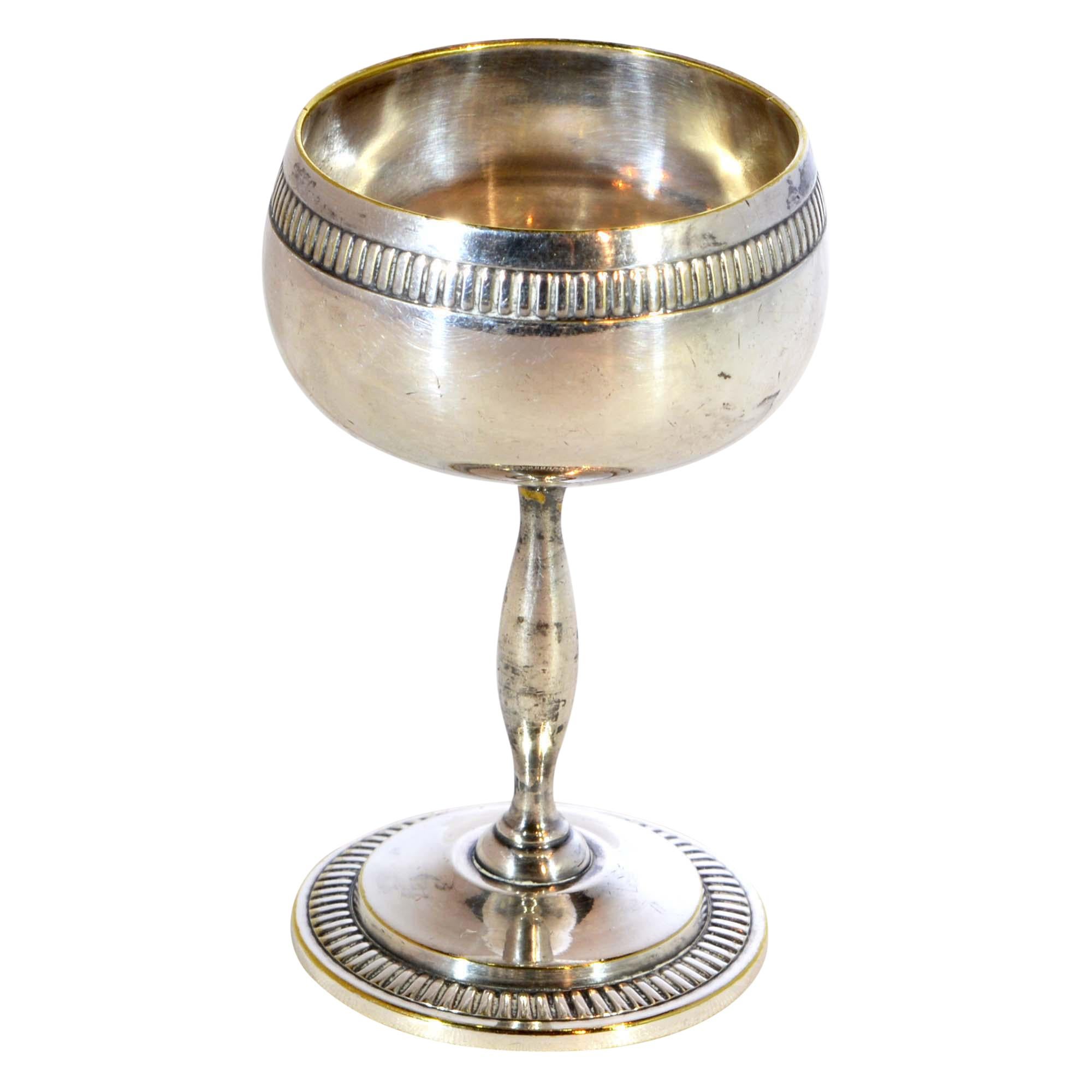 European Silver Plate Shot Glass Set with Tray