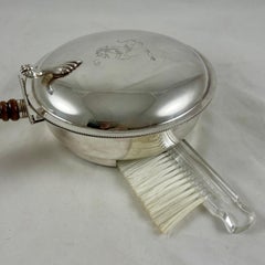 Silver Plate Silent Butler Table Crumber with Hidden Lucite Brush