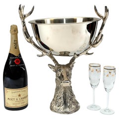 Silver Plate Stag Champagne Bucket - Fruit Bowl Wine Cooler