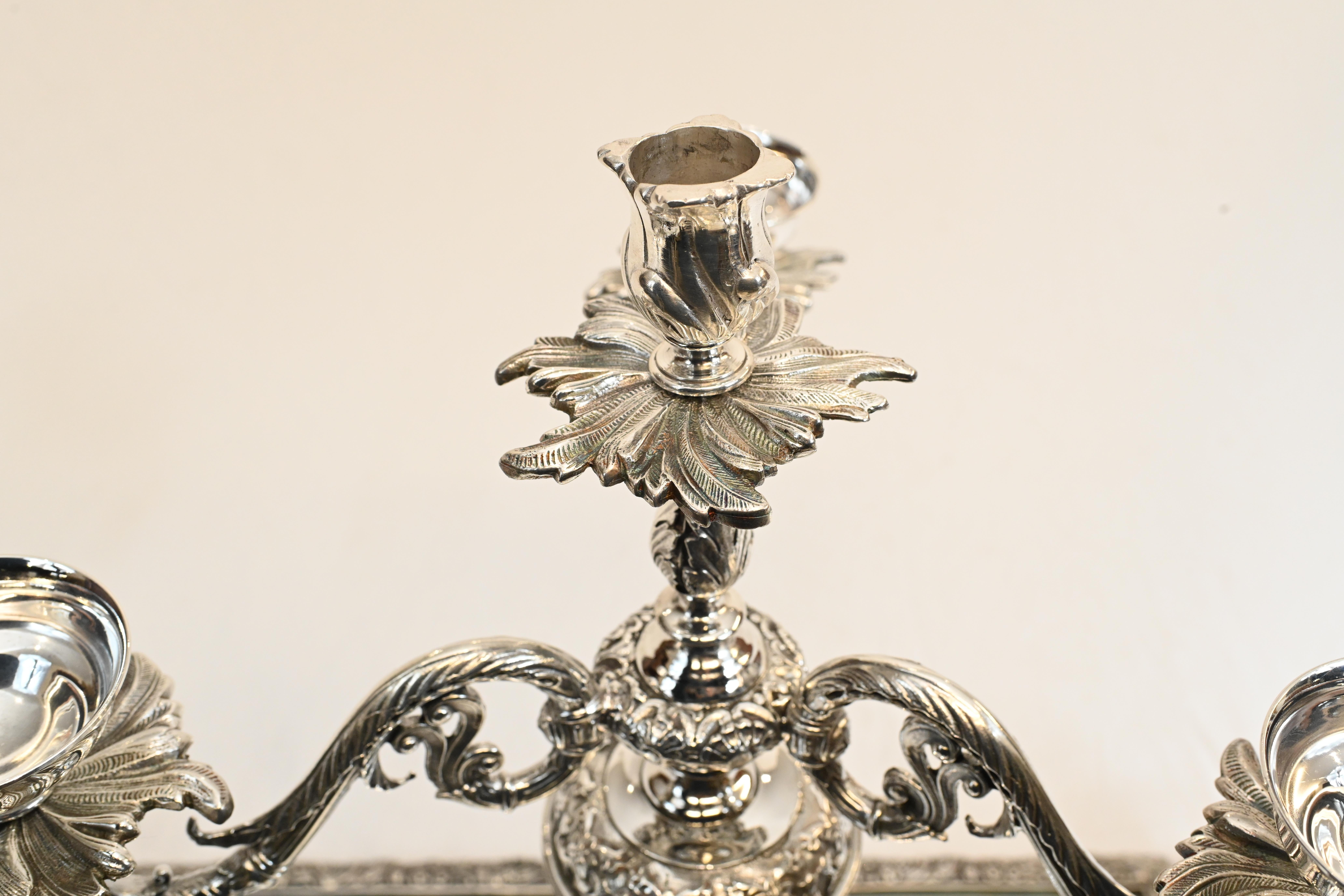 Silver Plate Table Centrepiece Glass Sheffield Epergne Dish For Sale 6