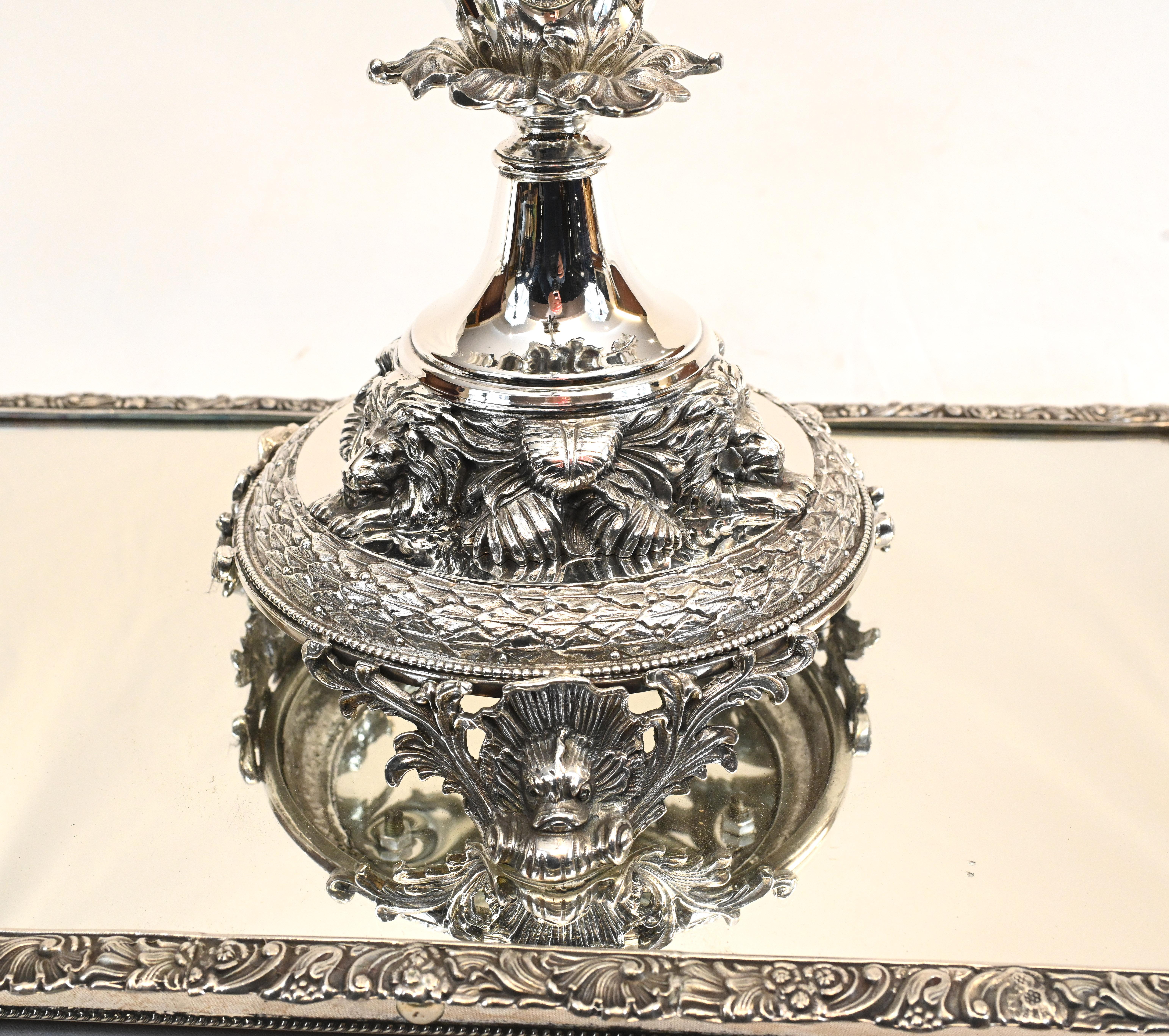 Silver Plate Table Centrepiece Glass Sheffield Epergne Dish For Sale 7