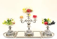 Silver Plate Table Centrepiece Glass Sheffield Epergne Dish