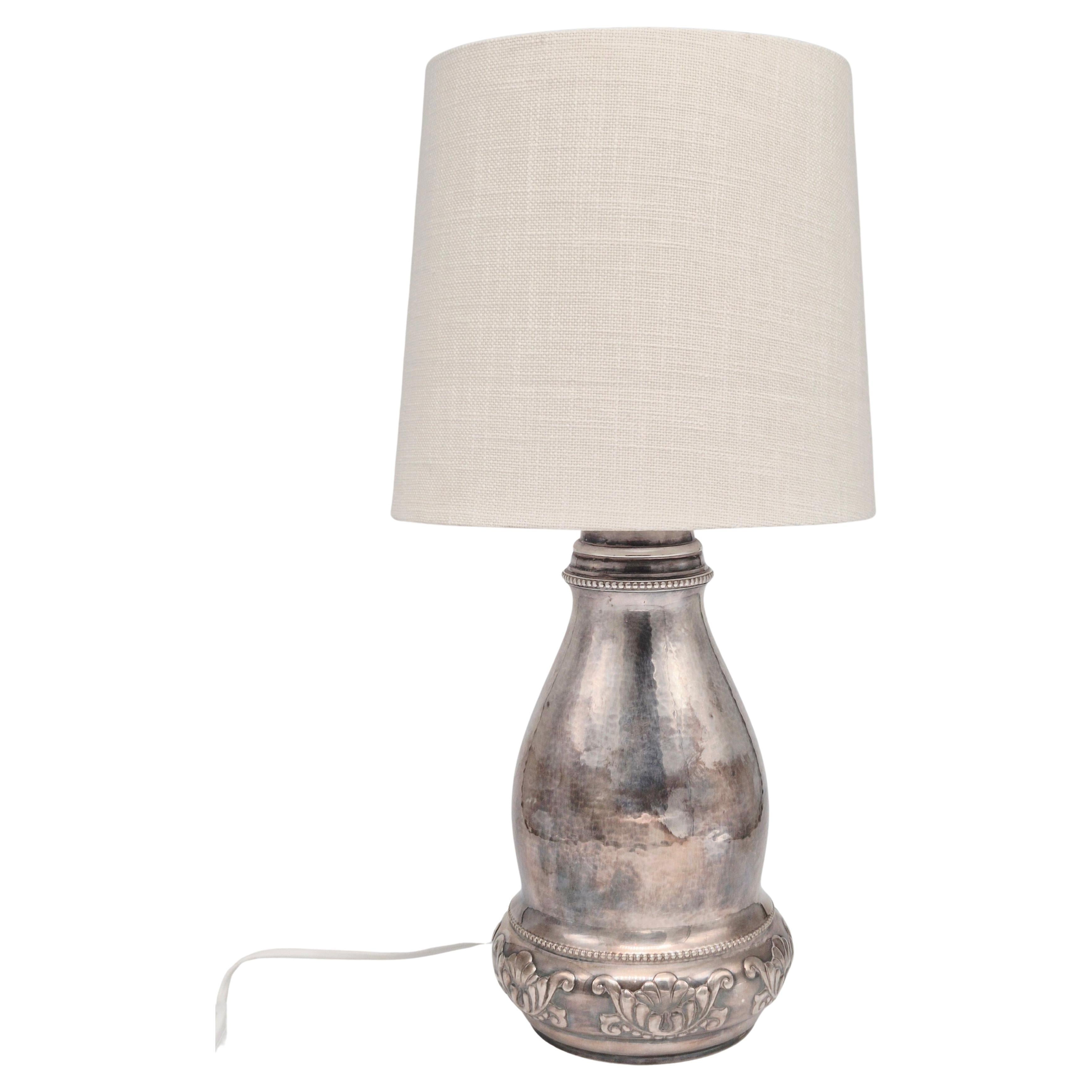 Silver plate table lamp with beautiful decor, by ATLA Danish Jugend, 1920s