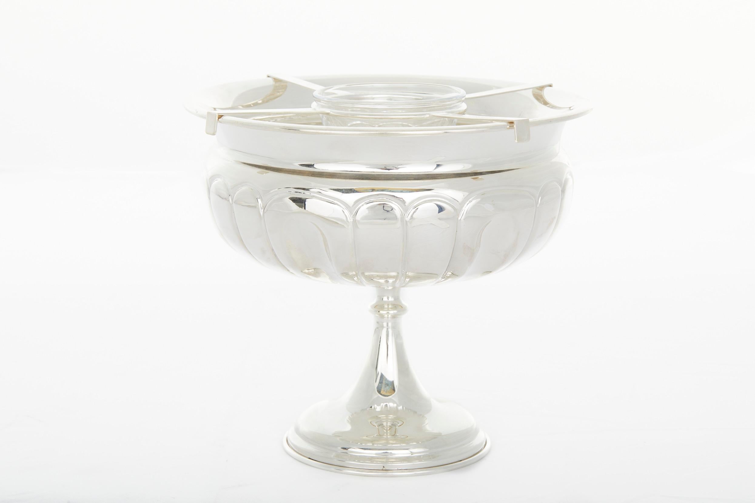 Silver Plate Tableware Footed Caviar Service For Sale 5