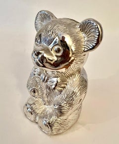 Silver Plate Teddy Bear Bank