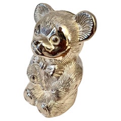 Vintage Silver Plate Teddy Bear Bank