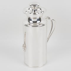 Silver Plate Thermos Insulated Decanter with Tennis Motif, circa 1980