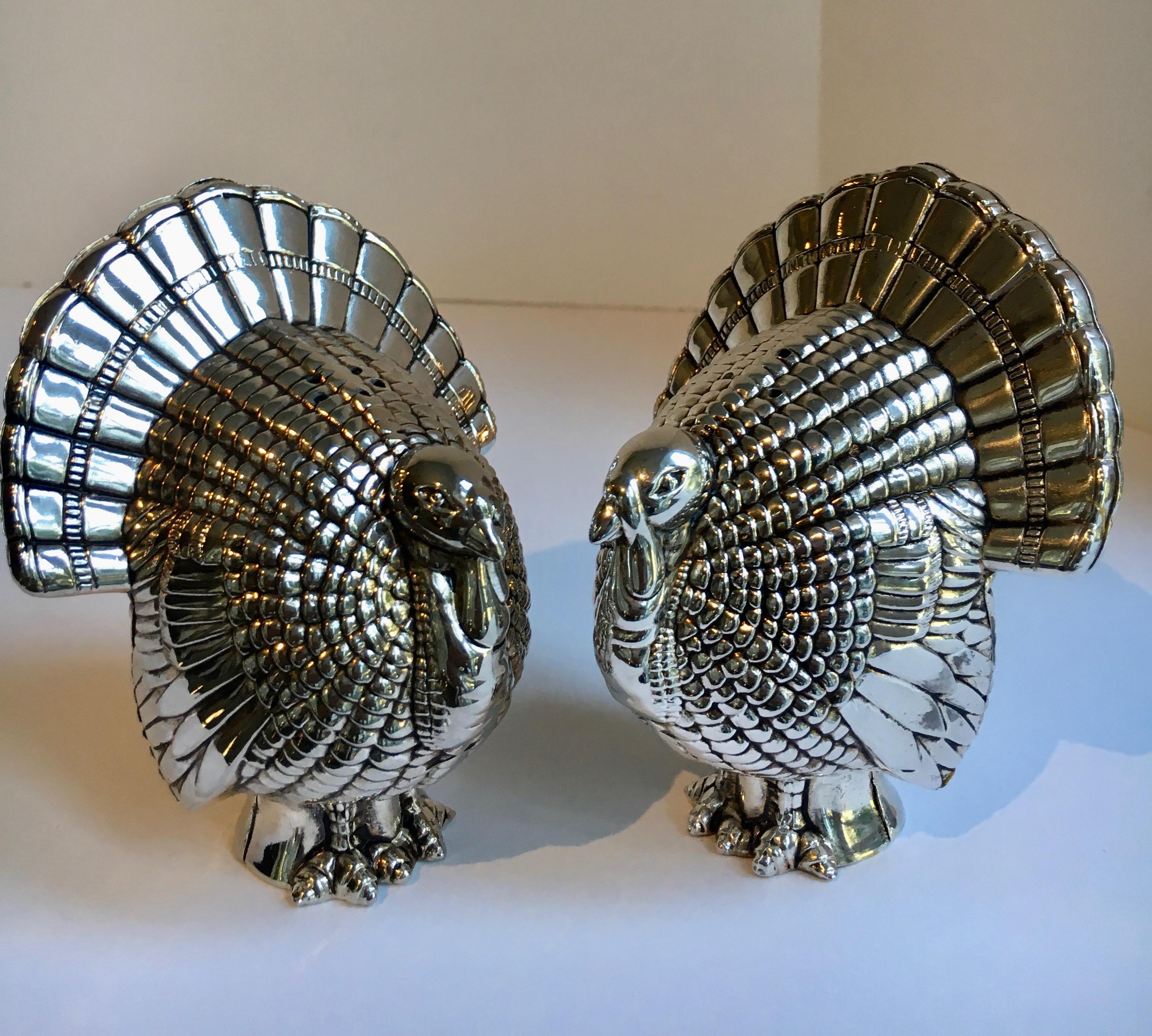 Silver Plate Turkey Salt and Pepper In Good Condition In Los Angeles, CA