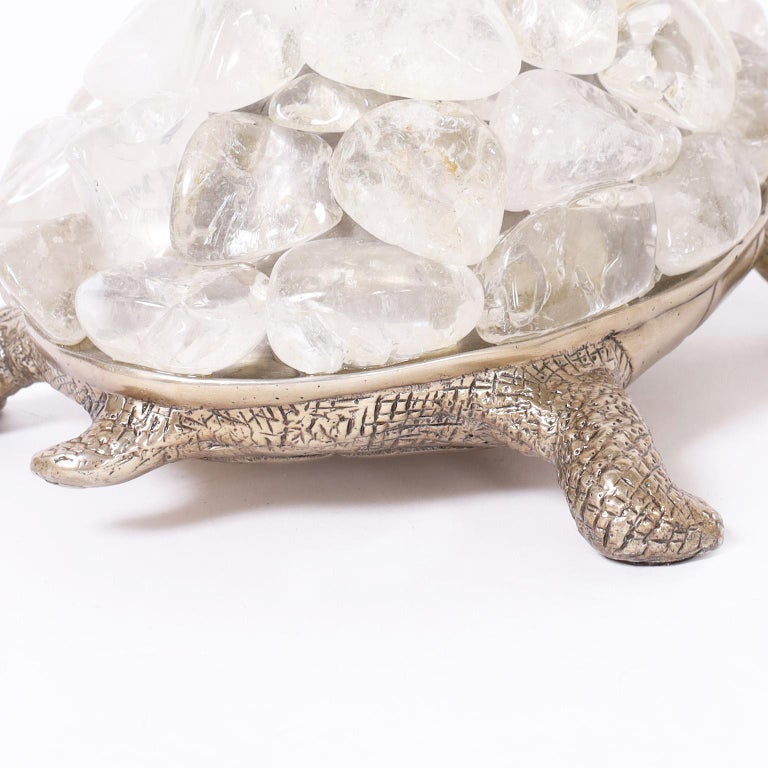 Silver Plate Turtle with Crystal Rocks For Sale at 1stDibs