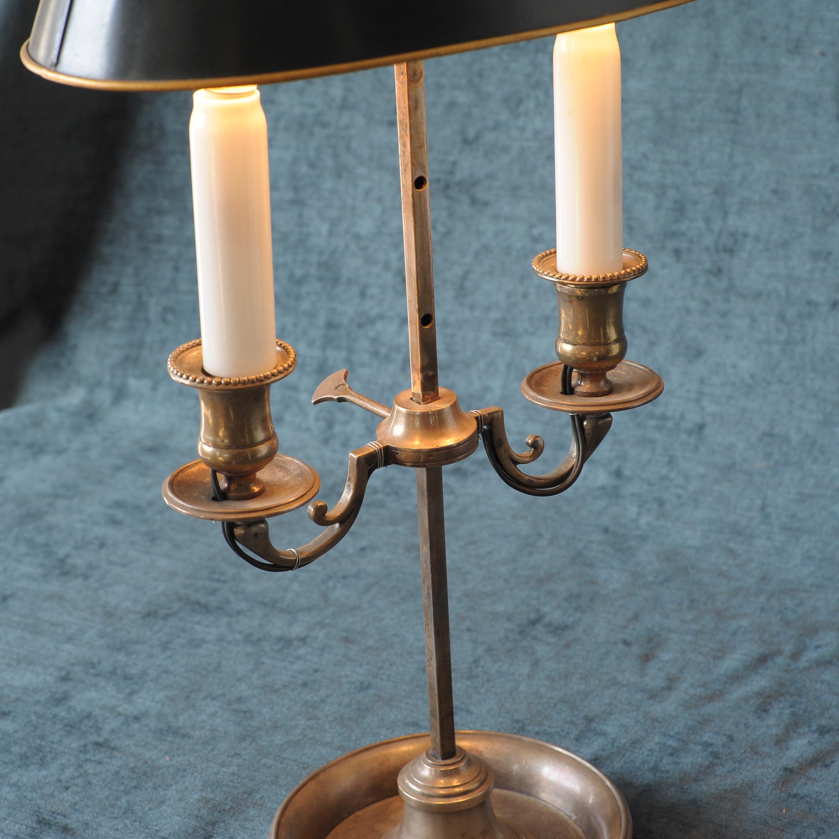 Silver Plate Two-Light Bouillotte Lamp For Sale 3