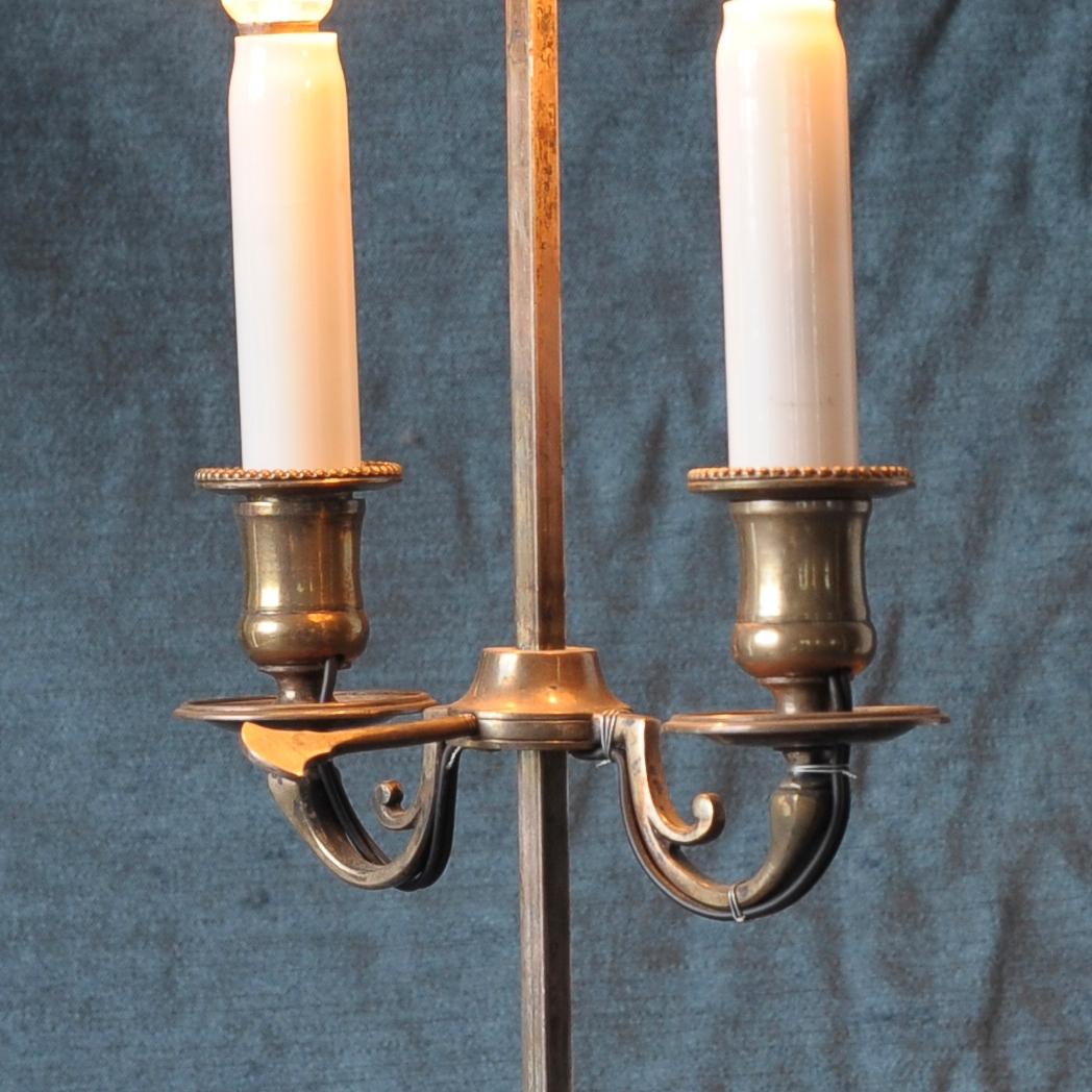 Silver Plate Two-Light Bouillotte Lamp For Sale 4